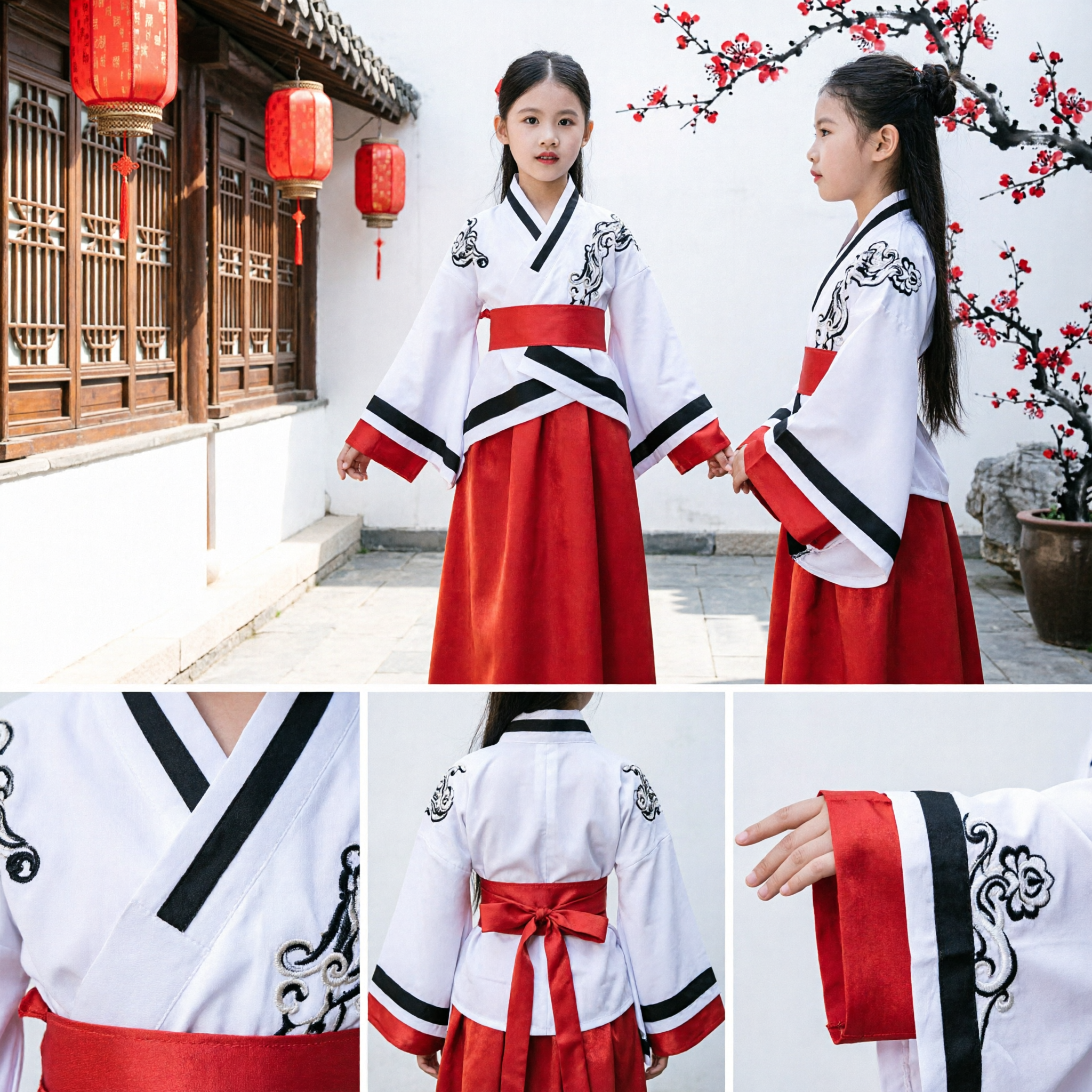 Traditional Chinese Hanfu Costume for Kids Girls Ancient Clothing Fairy Dress Performance Wear Red - Asian Costume