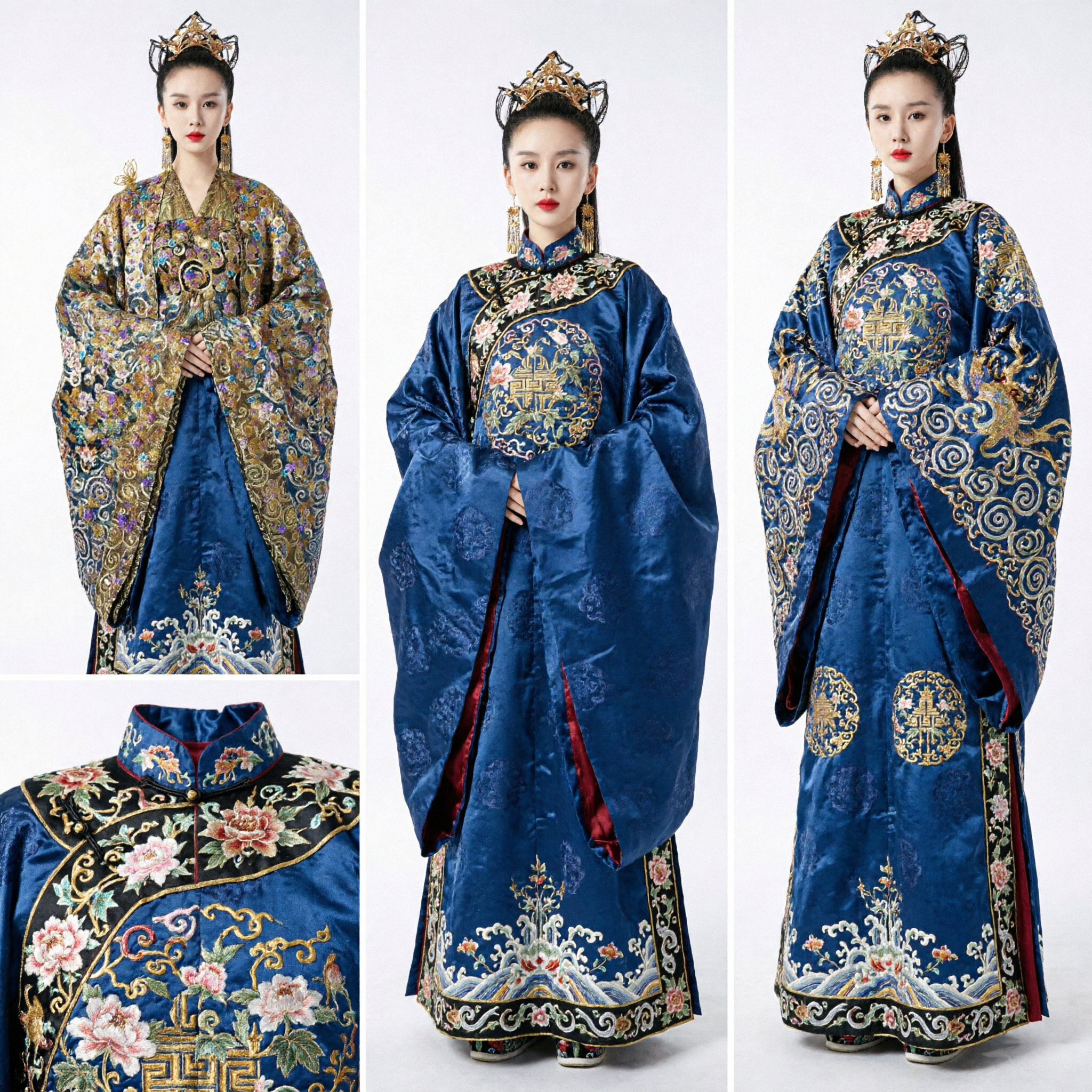 Wyszukany Chiński Starożytny Strój Cesarzowej Hanfu, Tradycyjna Suknia z Dramatu Pałacowego ze Złotym Haftem dla Kobiet - Asian Costume