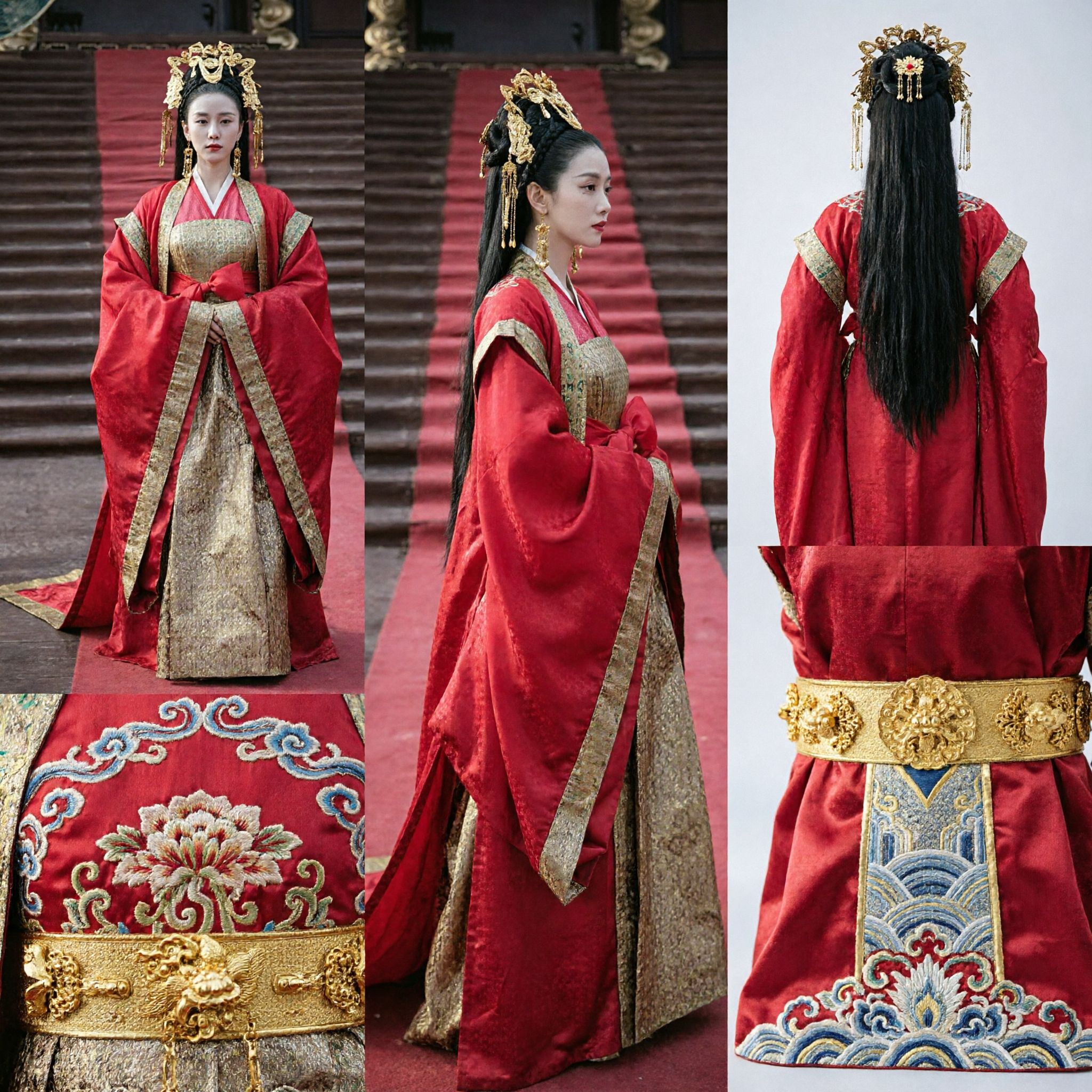 고대 중국 황후 붉은 한푸 드레스 전통 웨딩 의상 역사 코스플레이 여성 의류 - Asian Costume