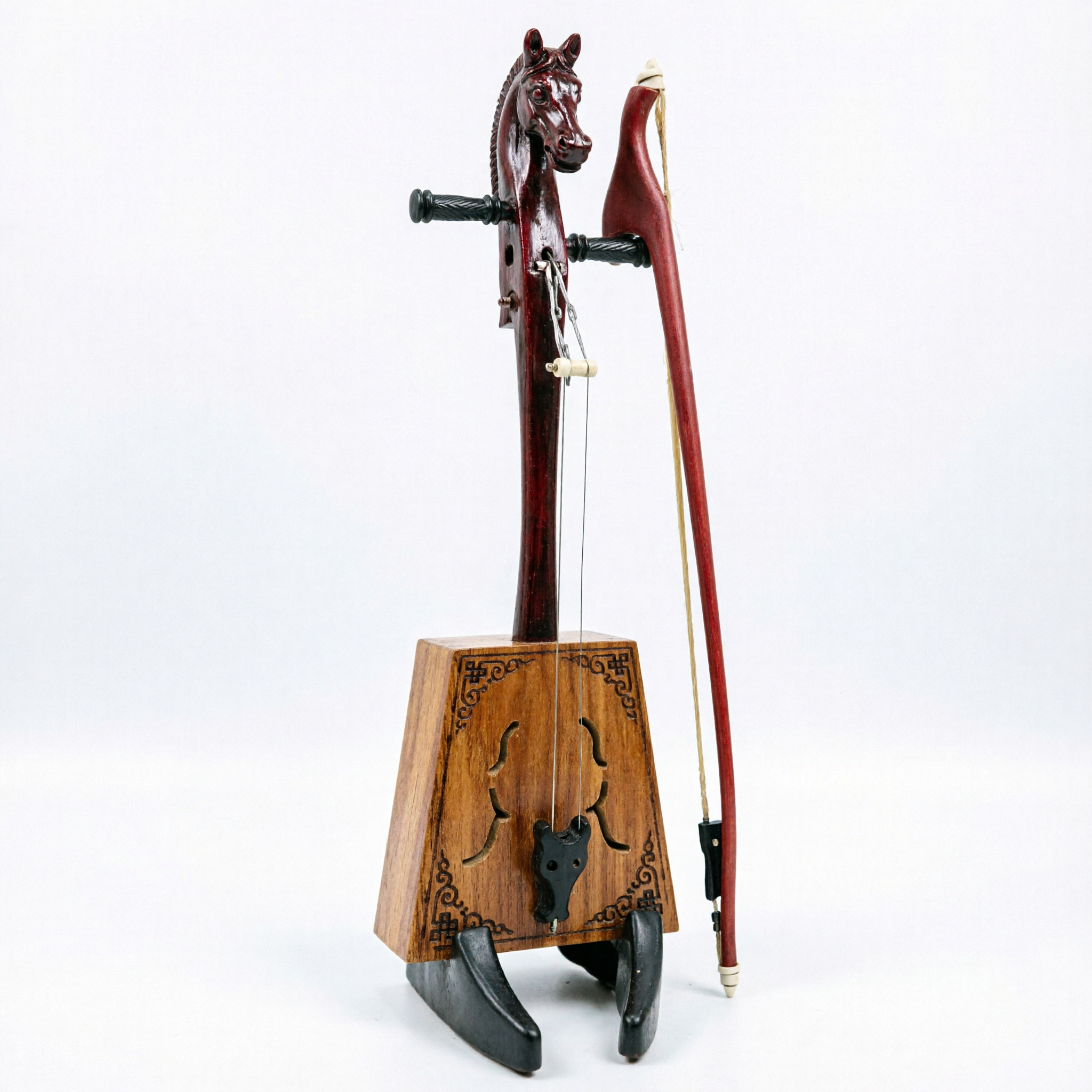 Instrumento Musical Tradicional Mongol Morin Khuur (Violín con Cabeza de Caballo) Auténtico, Cuerpo de Madera Artesanal para Presentaciones y Regalo Cultural - Asian Costume