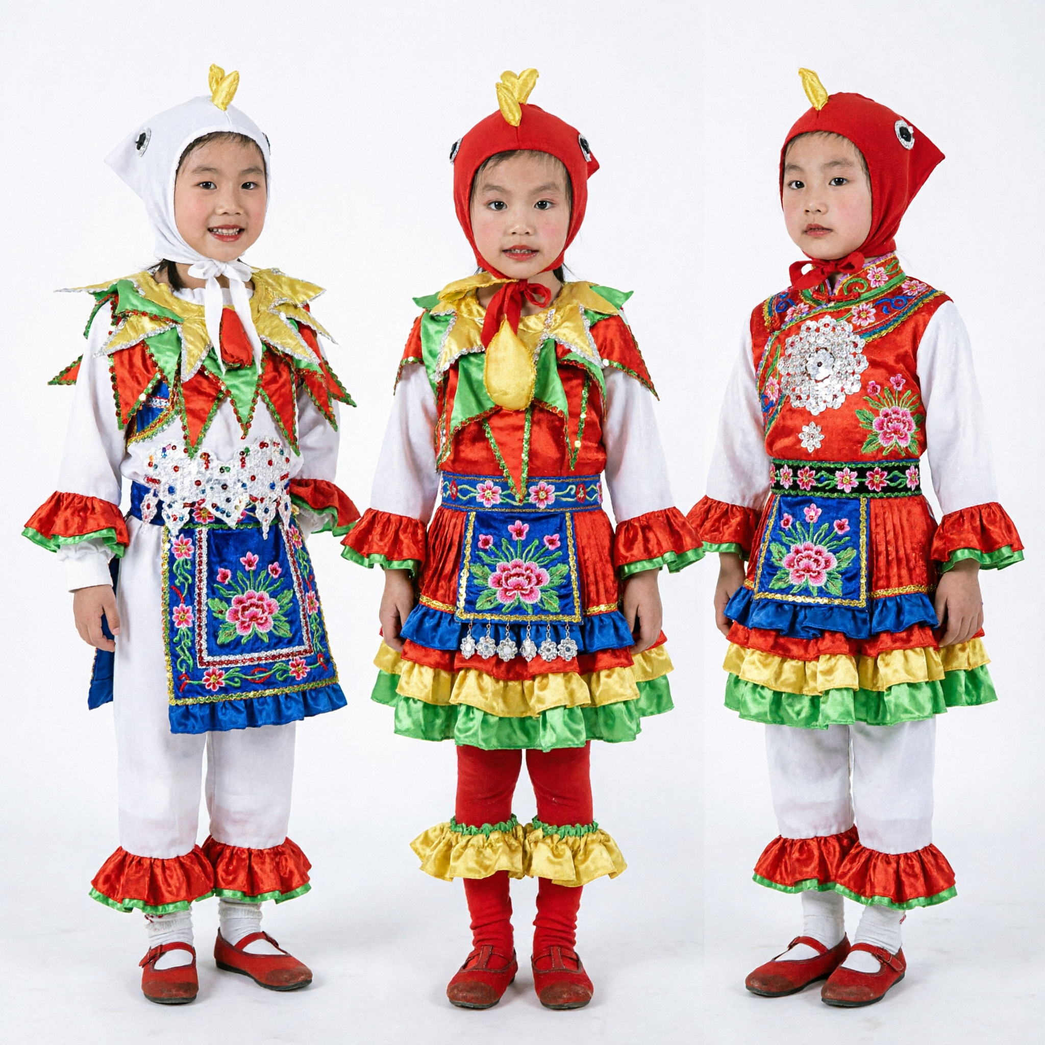 Costume da Danza del Peperoncino Rosso per Bambini, Abito da Spettacolo a Tema Frutta e Verdura per il Festival del Capodanno Cinese - Asian Costume