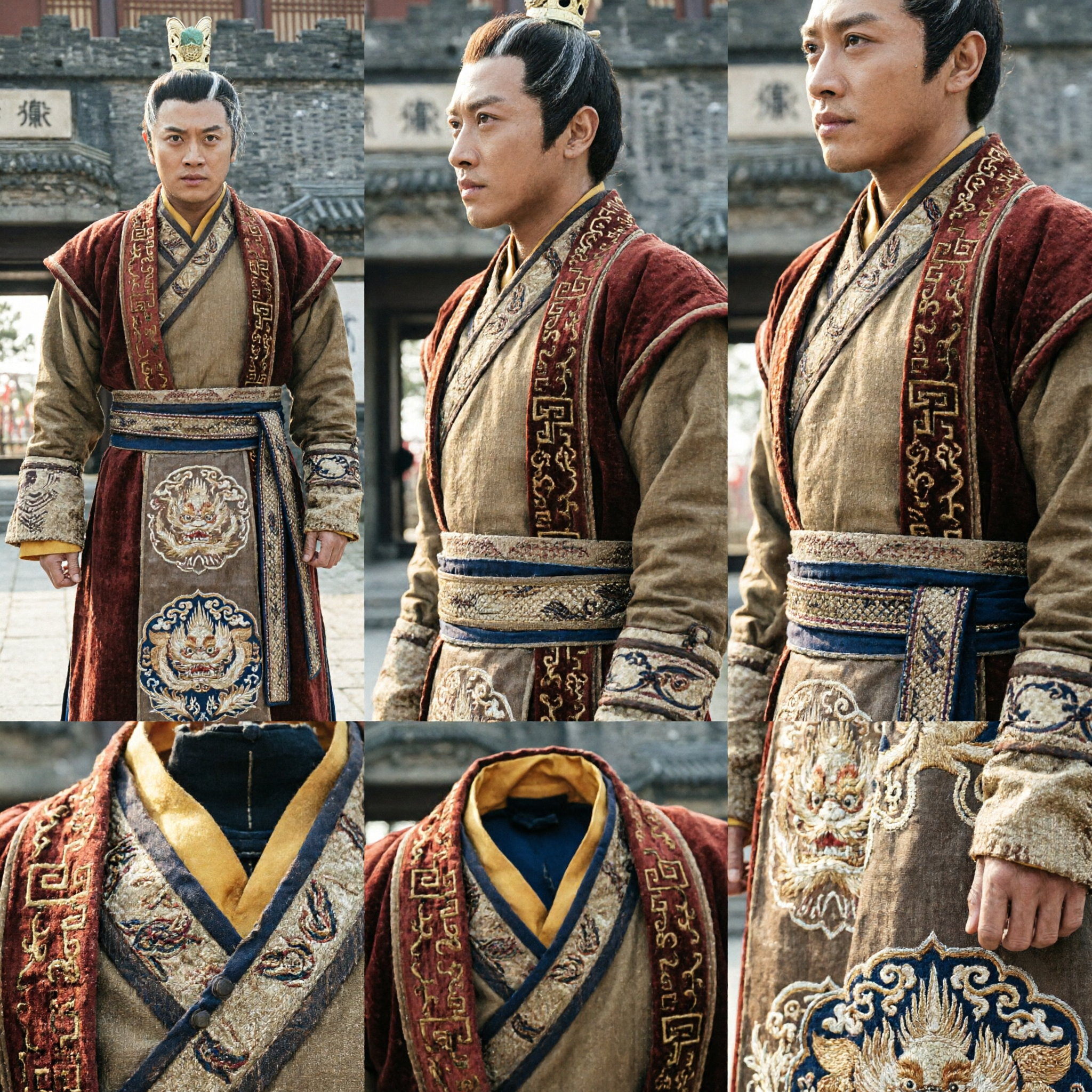 Herren-Besticktes chinesisches antikes Adels-Hanfu-Gewand Traditionelles Wuxia-Cosplay Periodendrama-Kostüm - Asian Costume