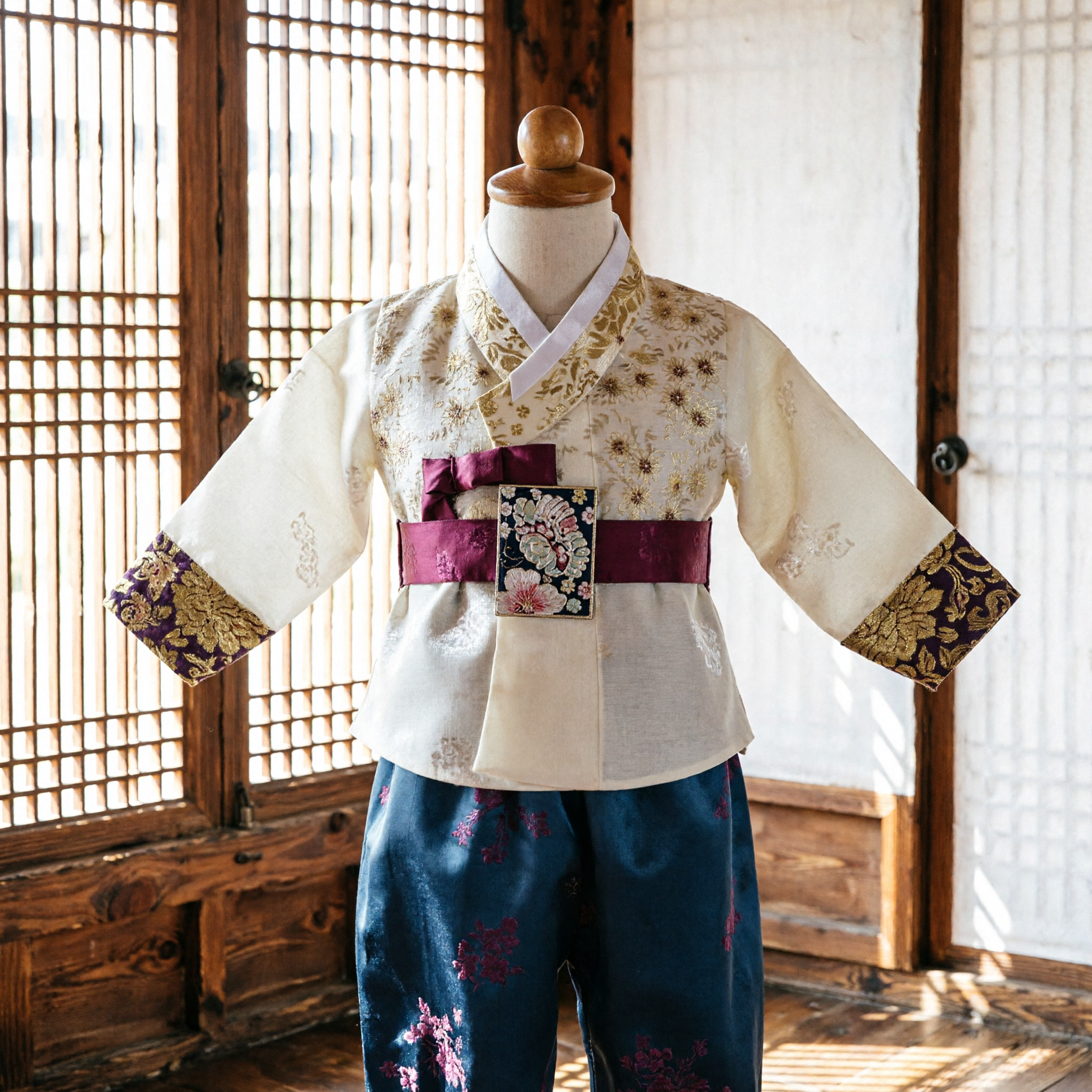 Conjunto Hanbok Tradicional Coreano Infantil, Jeogori Bordado e Calças Baji para Cerimônia de Primeiro Aniversário Dol - Asian Costume