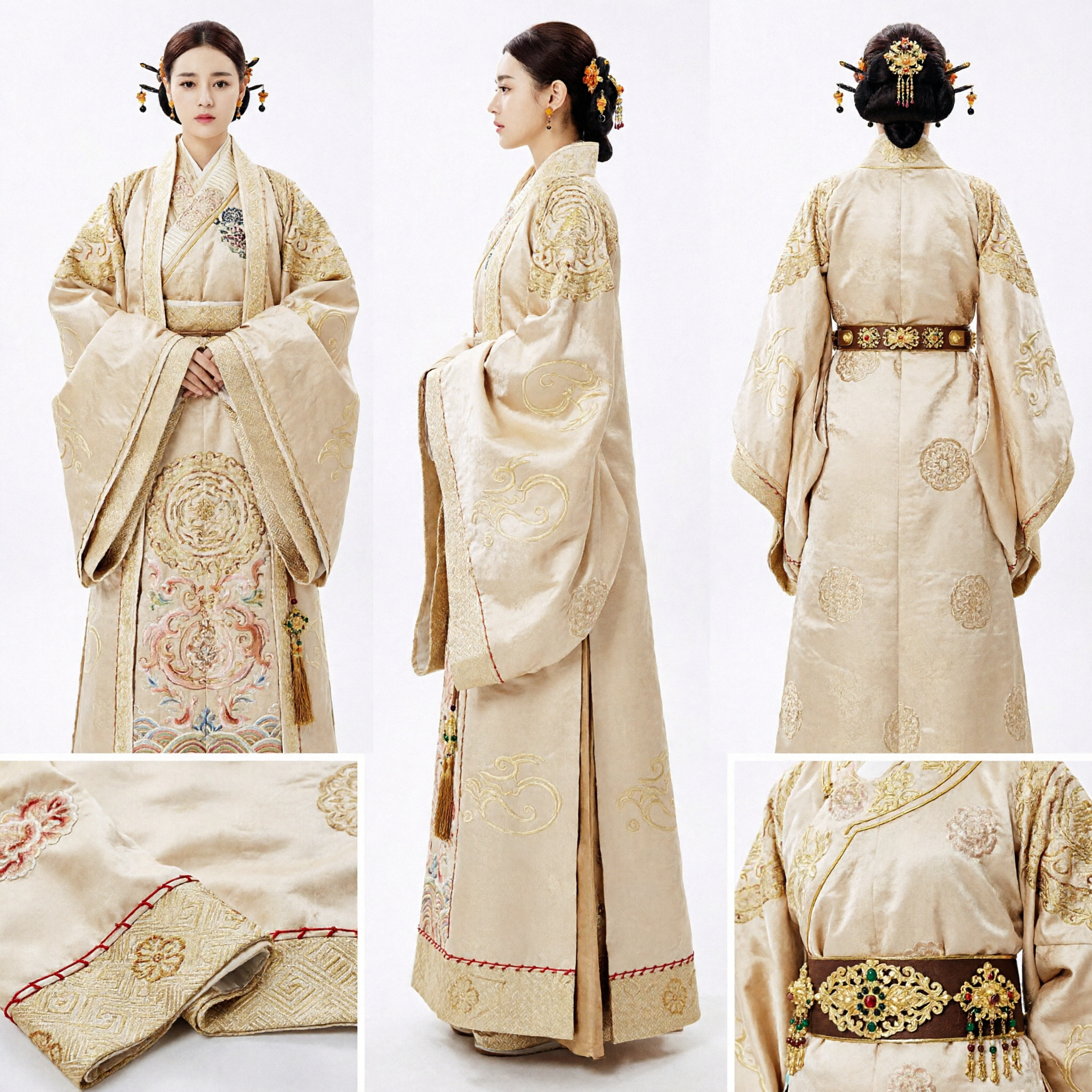 Traje Hanfu de Imperatriz Tradicional Chinês Robe Real Antigo Bordado a Ouro para Cosplay de Drama Histórico Feminino - Asian Costume