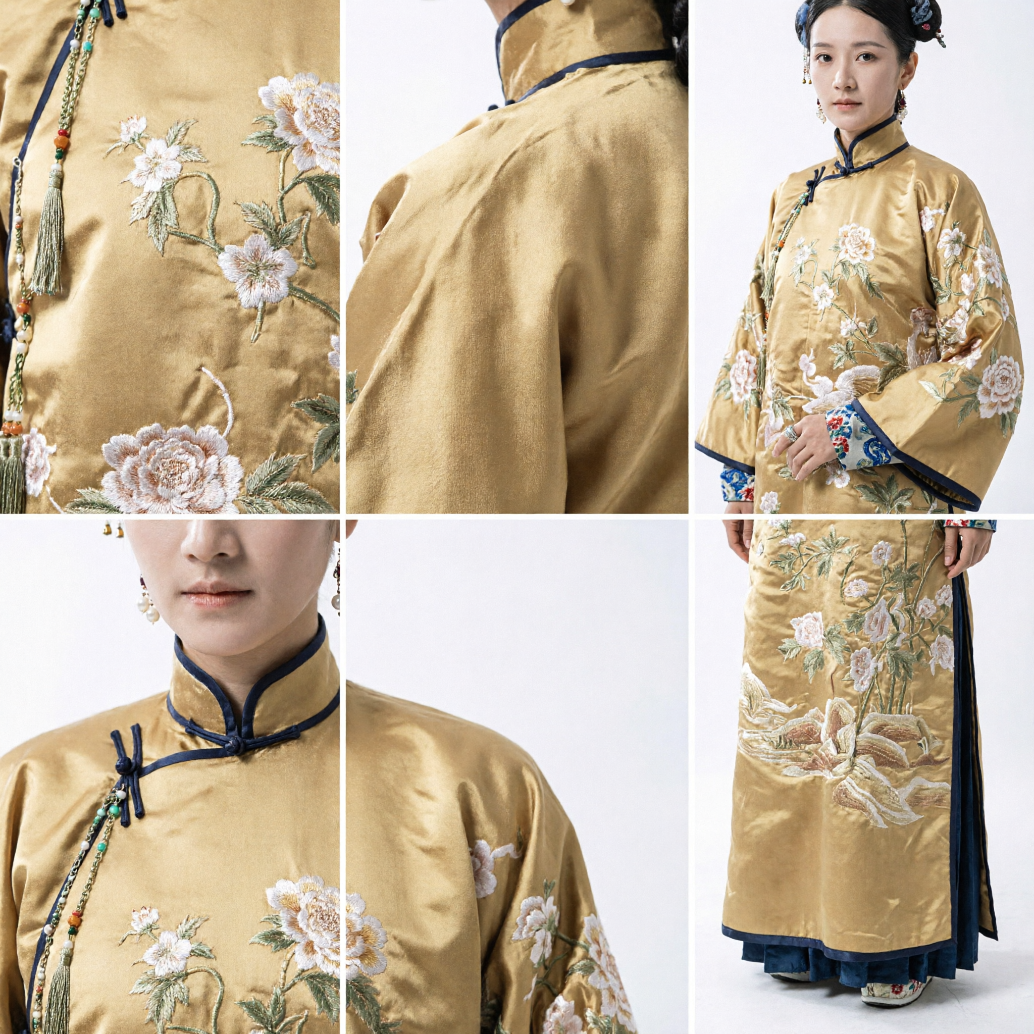 Traje de Princesa Manchú de la Dinastía Qing Tradicional China Túnica Amarilla Bordada para Mujer Cosplay de Drama Histórico - Asian Costume