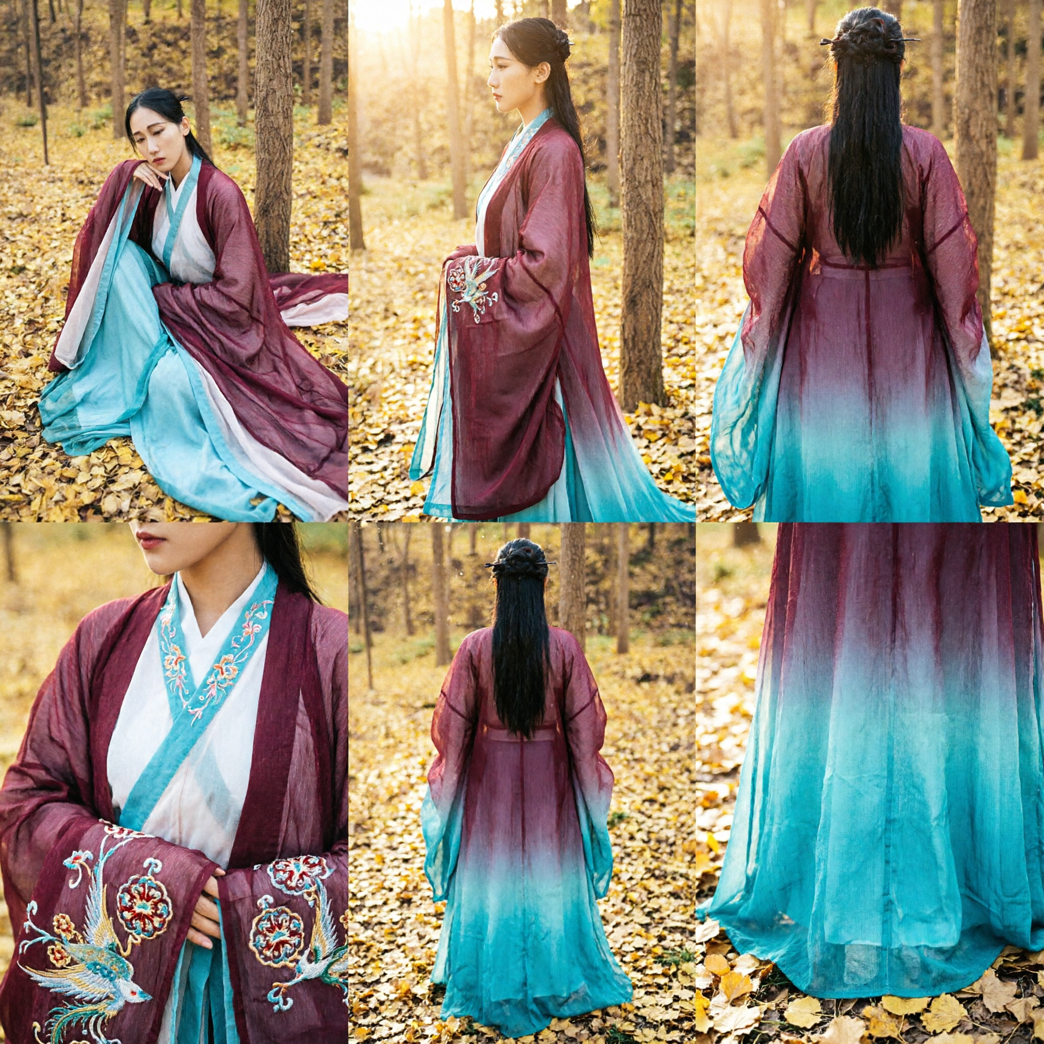 Tradycyjny chiński kostium Hanfu dla kobiet, starożytny styl szat z szerokimi rękawami z okresu Wei i Jin dla cosplayu i sesji zdjęciowych - Asian Costume