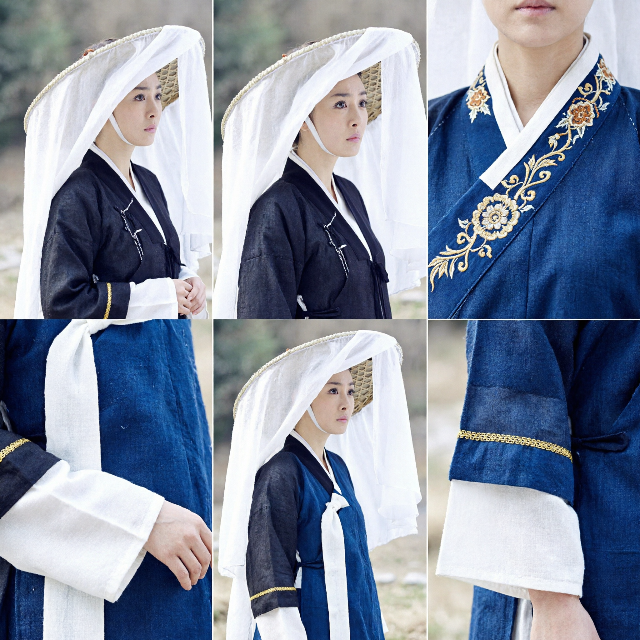 Sombrero de Bambú Wuxia Tradicional Chino con Velo Blanco, Accesorios Hanfu para Cosplay de Espadachina Antigua para Mujeres - Asian Costume