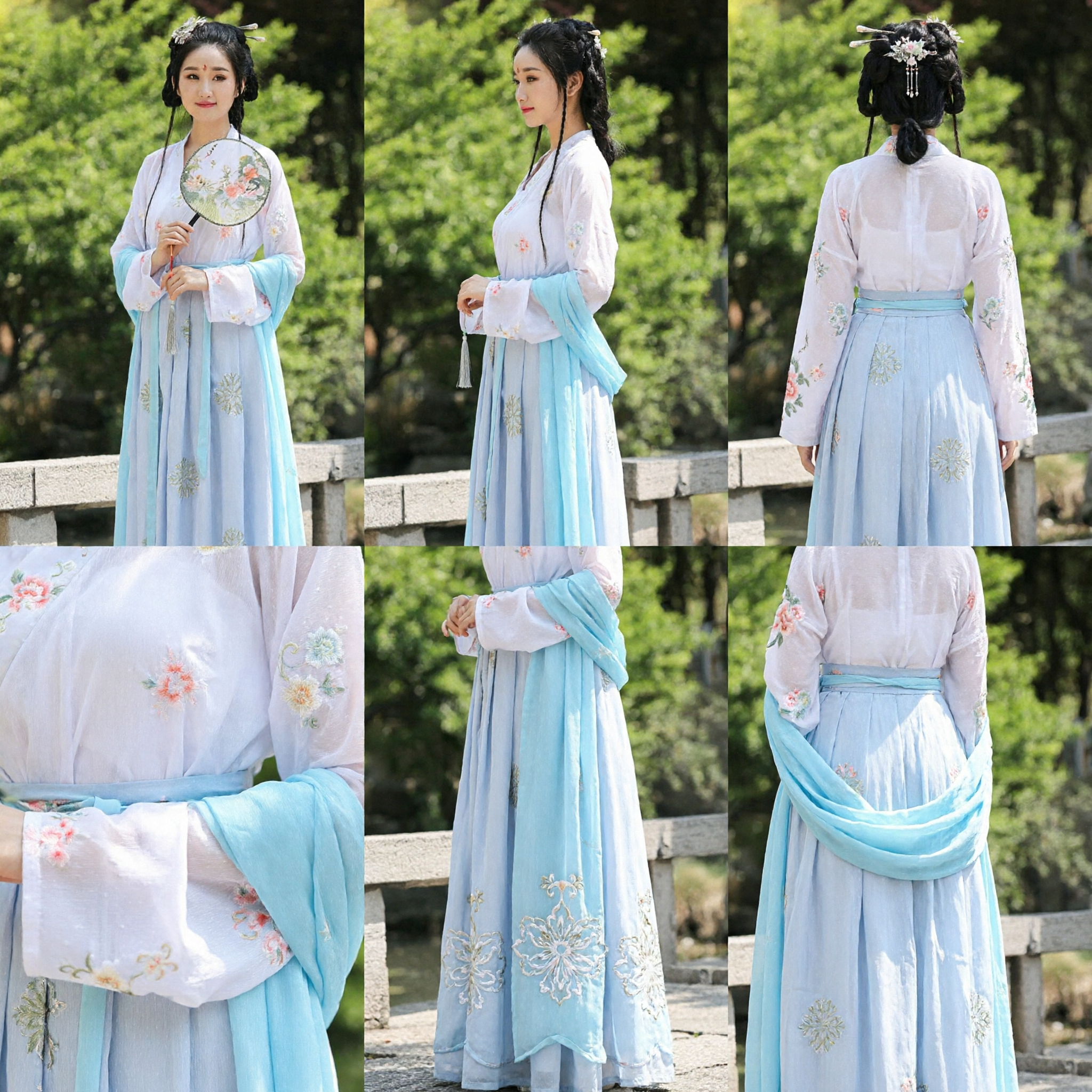 Elegante costume tradizionale cinese Hanfu, abito da principessa antica o fata con set di gonna blu per esibizioni femminili - Asian Costume