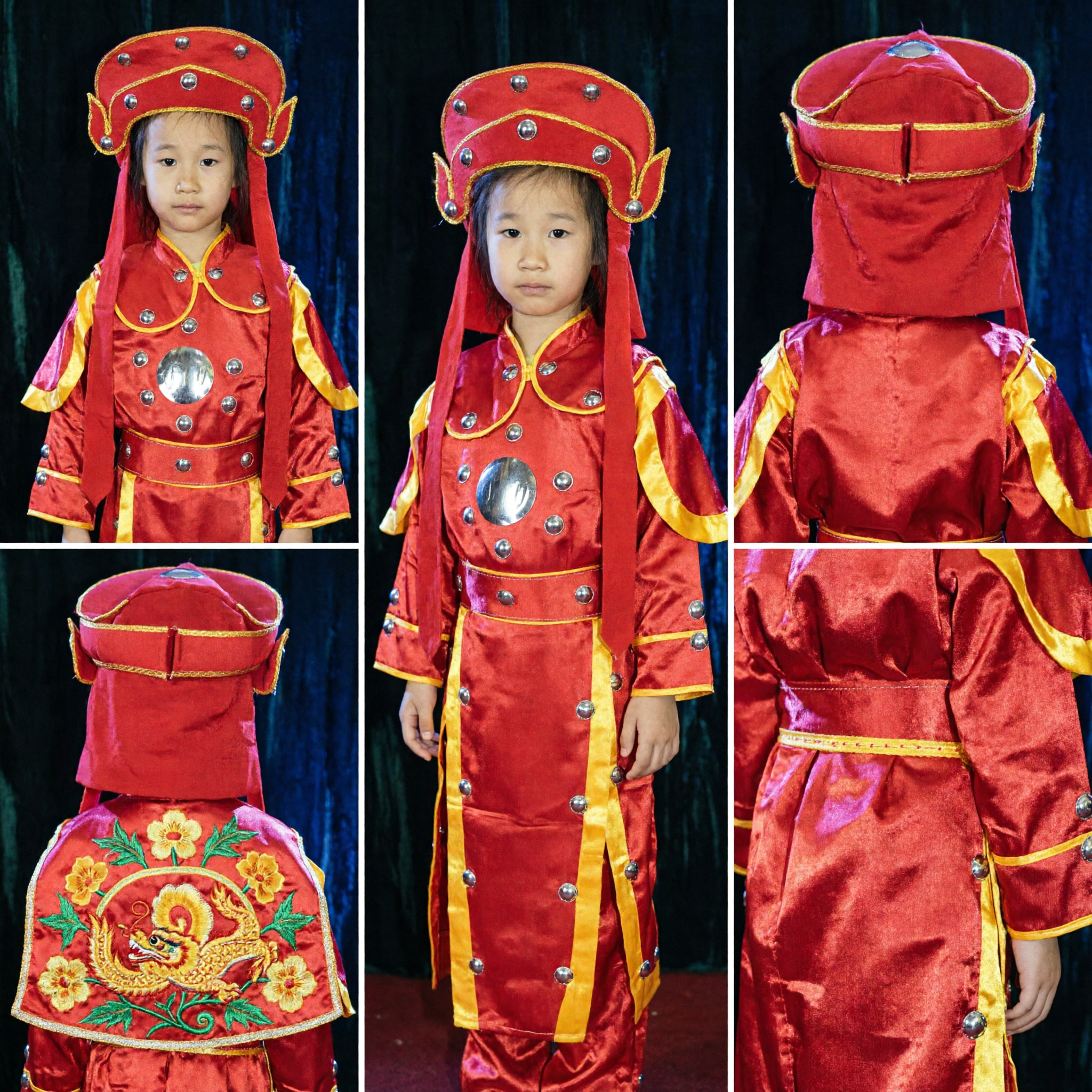Traje Tradicional Chino de General Antiguo para Niños, Uniforme Militar Rojo para Presentaciones en Escenario de la Ópera de Pekín - Asian Costume