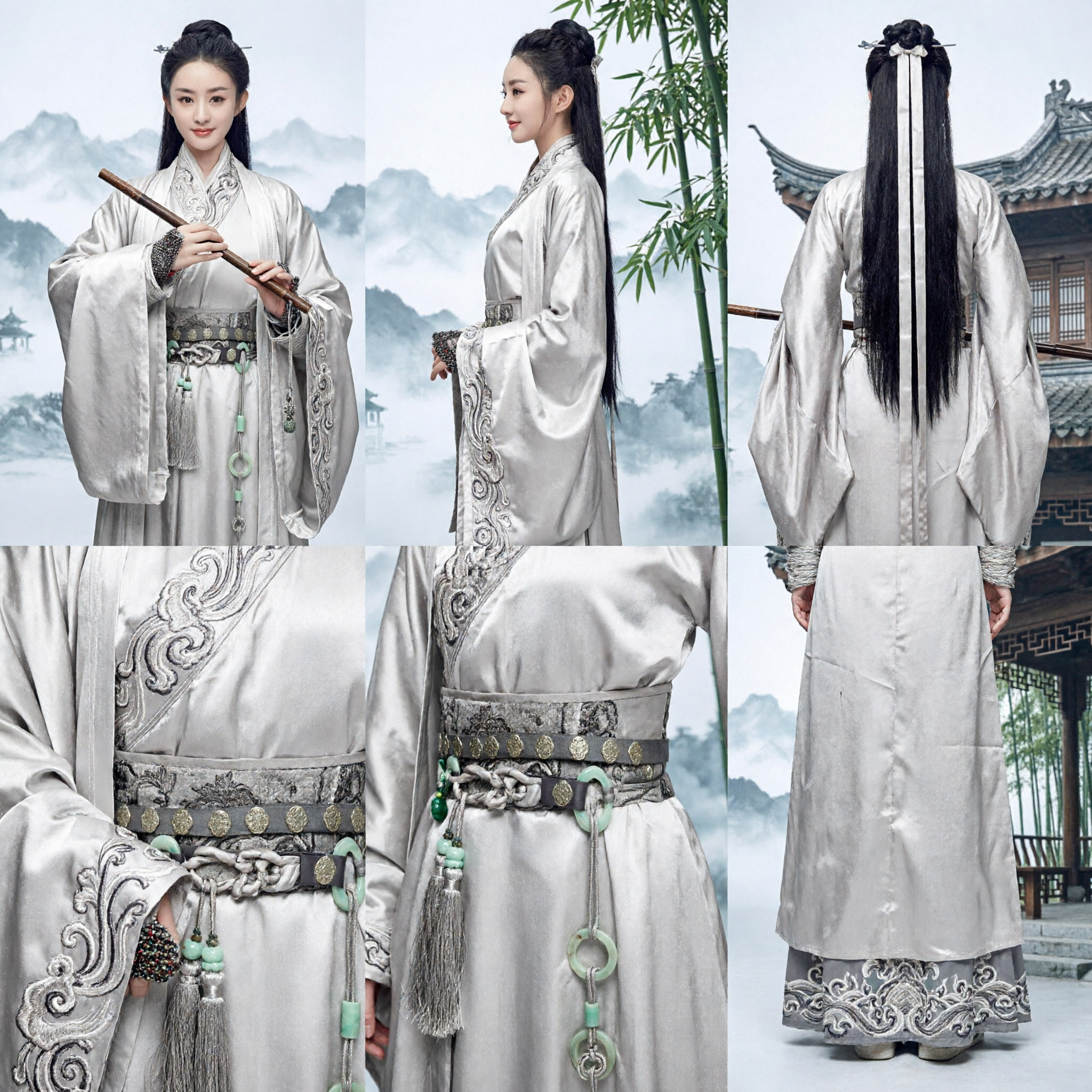 Starożytny chiński strój Hanfu Księżniczka Agenci Chu Qiao Kostium Cosplay Biały strój miecznicy Wuxia dla kobiet - Asian Costume