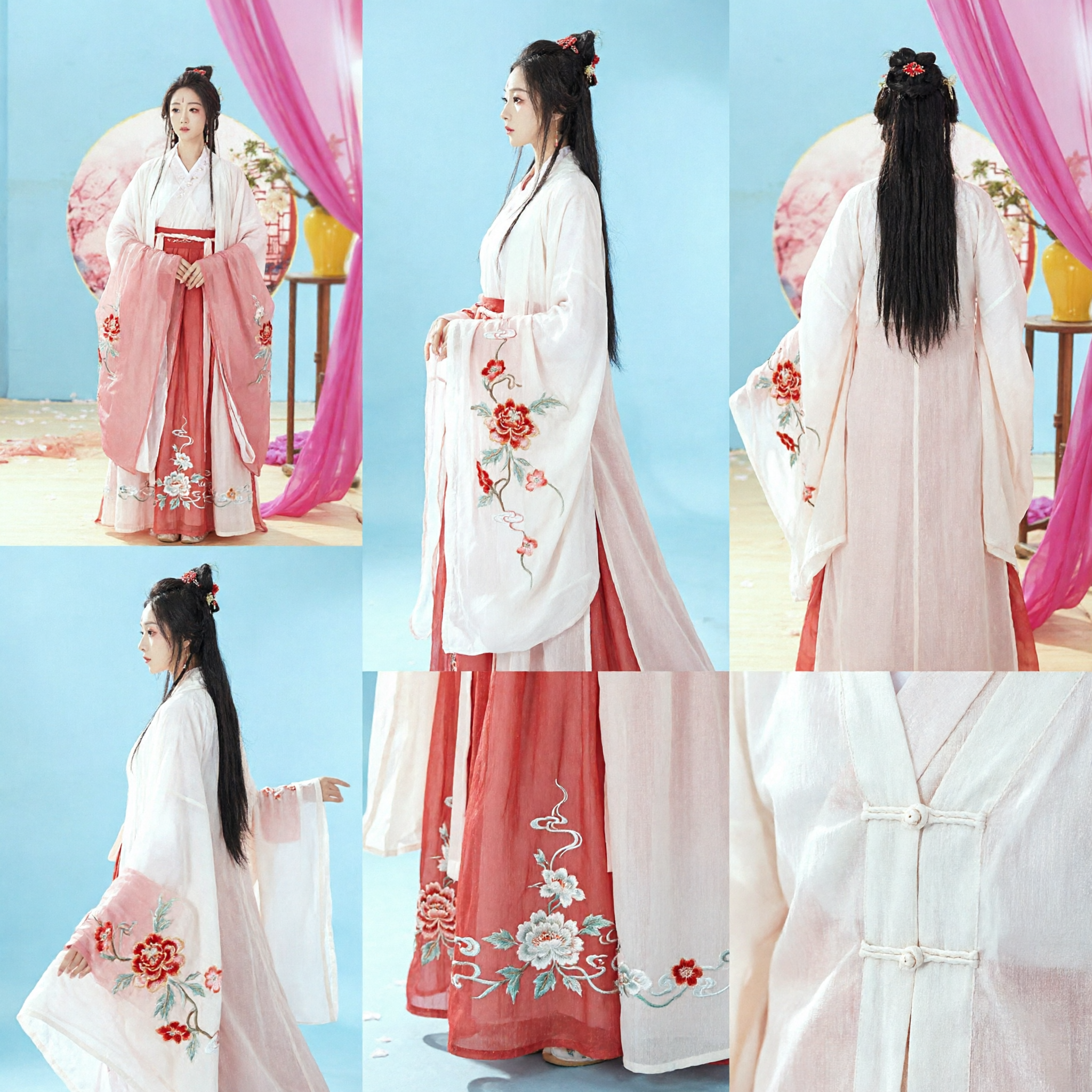 Traje Hanfu da Dinastia Tang Antiga Chinesa, Vestido de Fada em Gradiente Rosa, Vestuário Tradicional para Mulheres Cosplay - Asian Costume