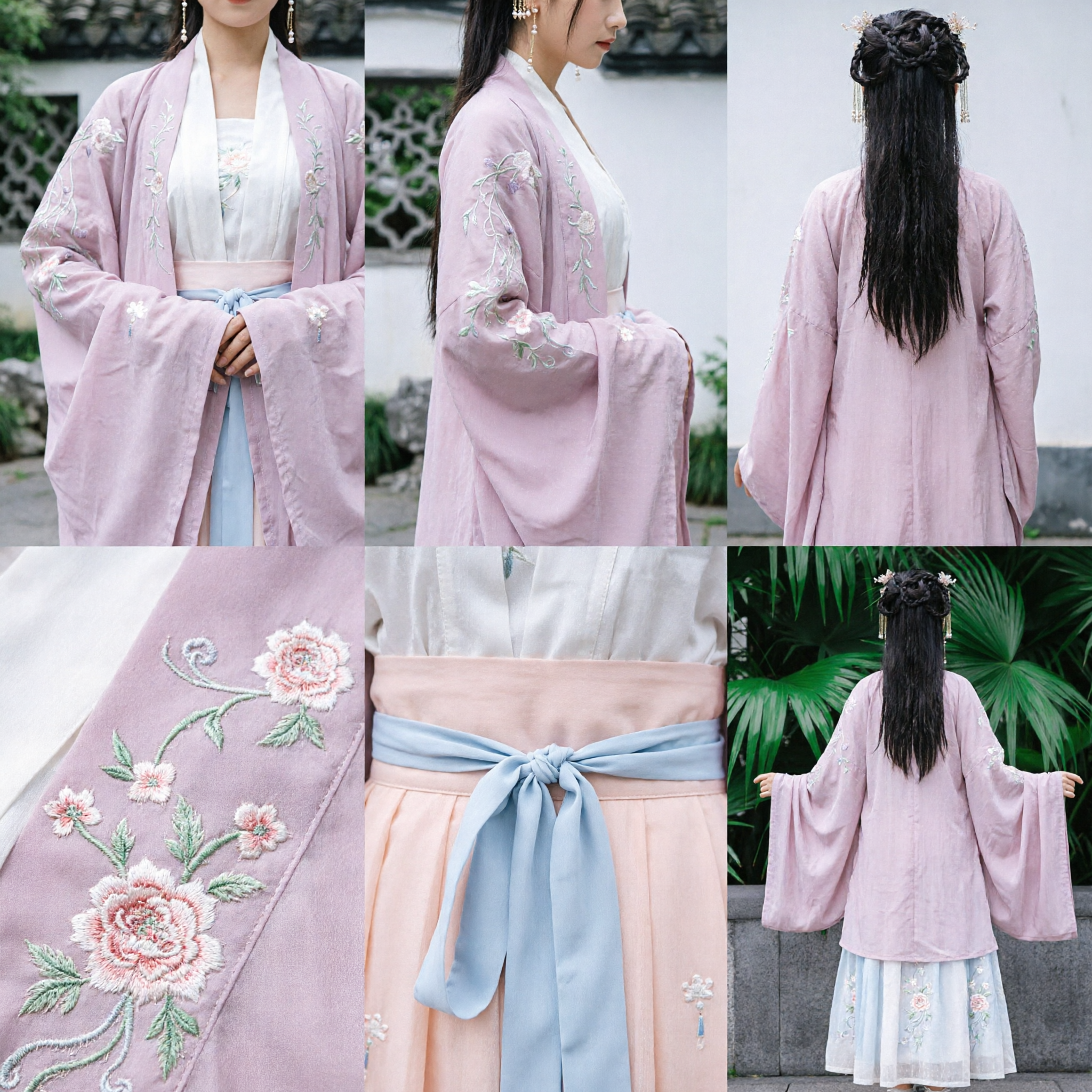 Elegantes rosa besticktes Hanfu, traditionelles chinesisches antikes Kostüm, Damenkleid im Song-Dynastie-Stil für Fotografie und Teezeremonie - Asian Costume