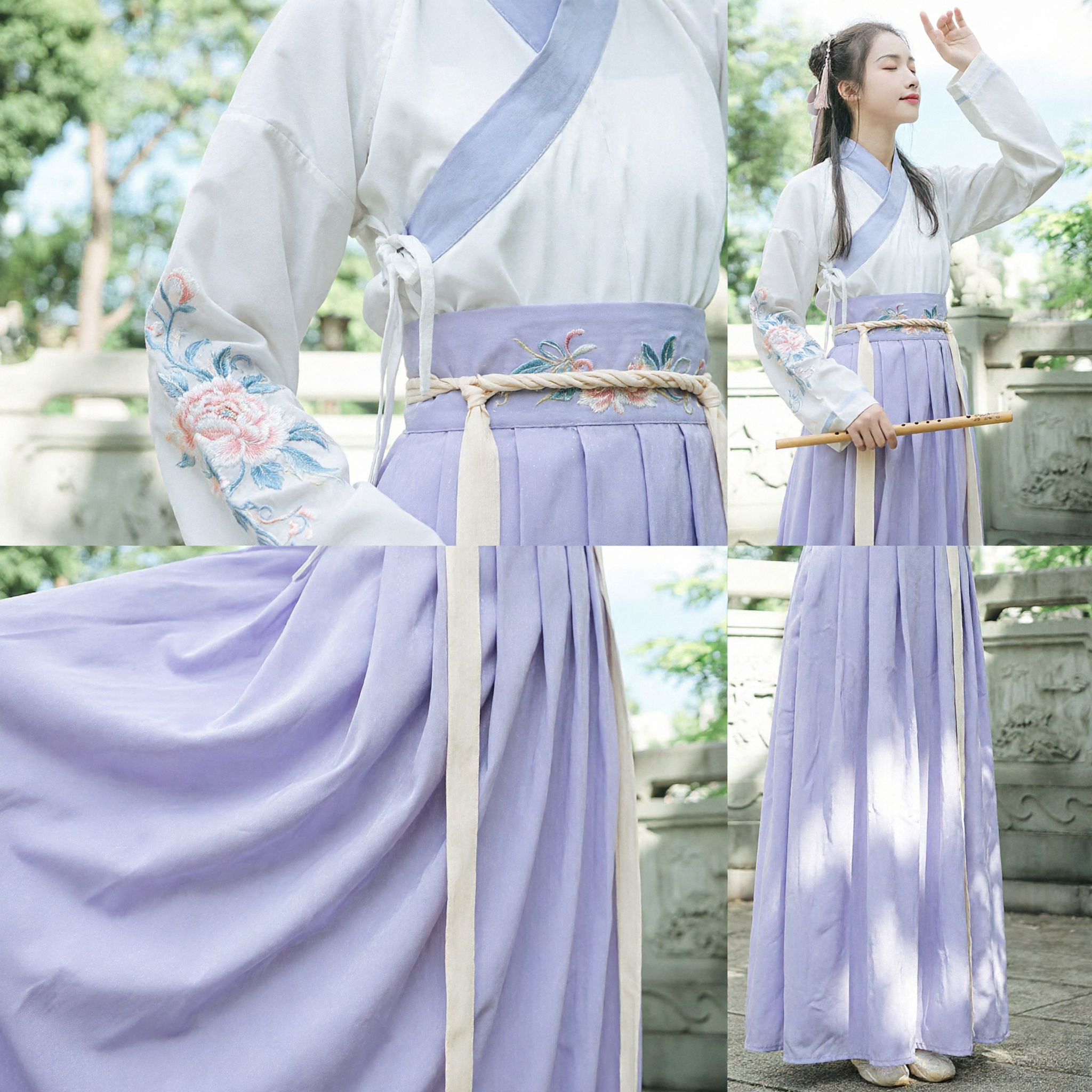 Costume Hanfu de Fée Chinoise Ancienne - Jupe Plissée Violette et Haut Brodé - Vêtement Traditionnel pour Femmes - Asian Costume