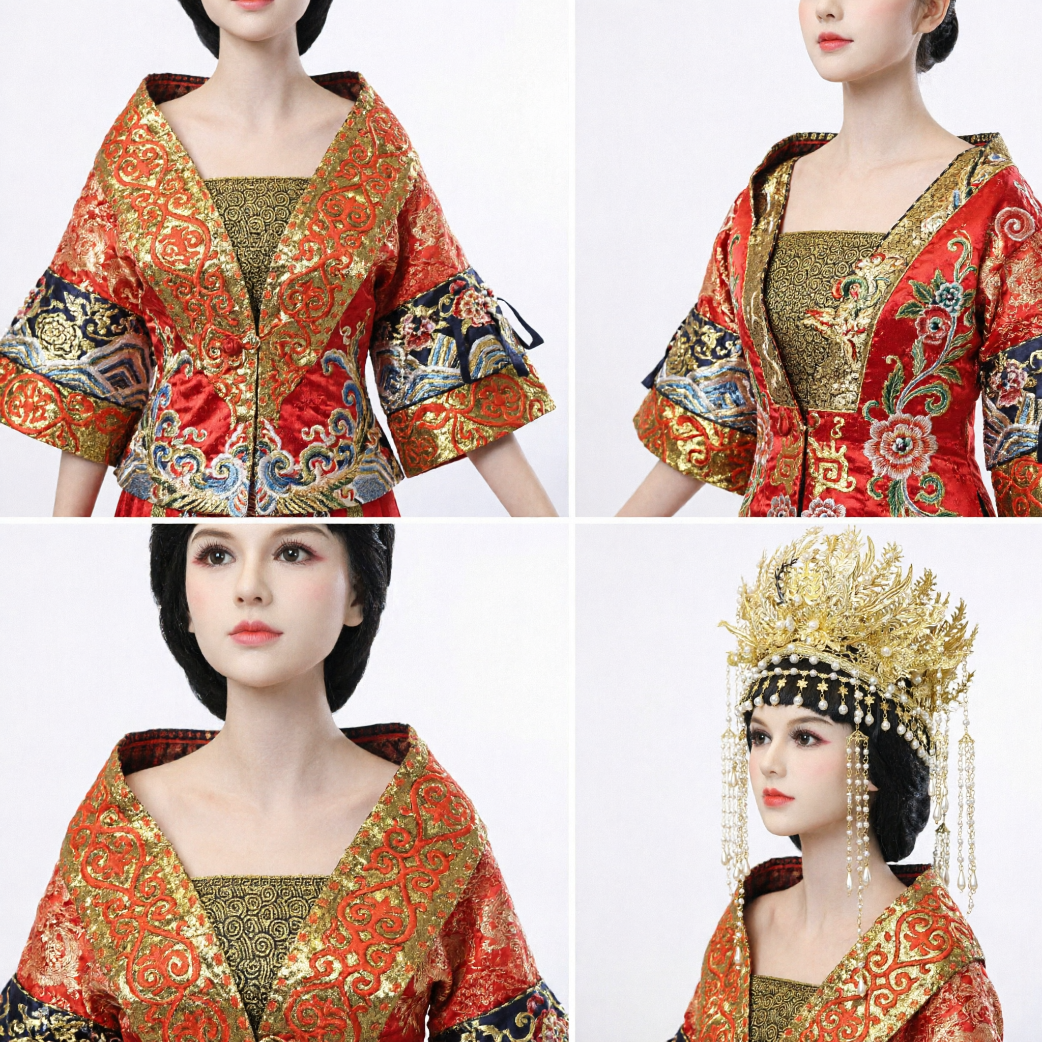 Exquisite Chinese Ancient Phoenix Crown Headpiece Gold Pearl Tassel Hair Jewelry for Traditional Wedding Hanfu - Asian Costume