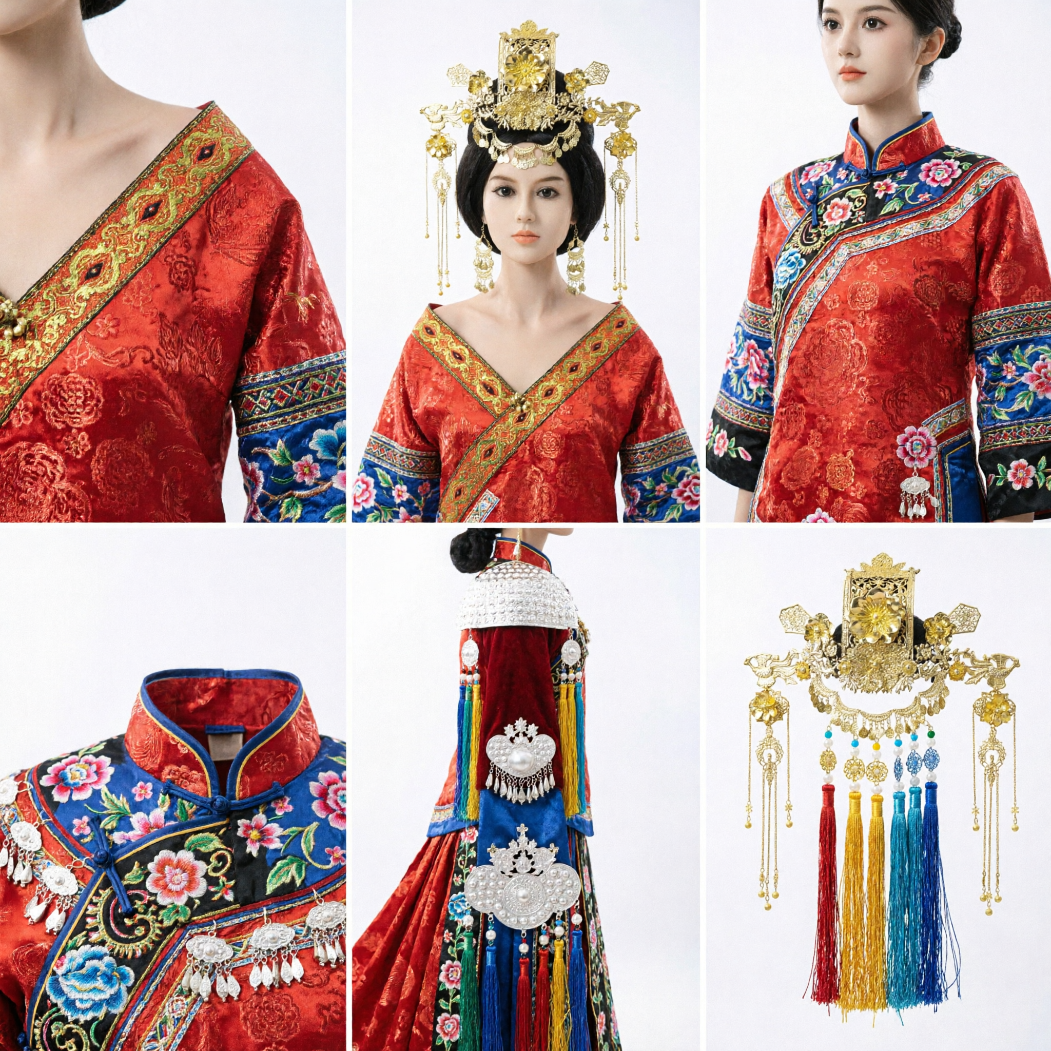 伝統的中国金鳳凰冠ヘッドドレス古代漢服ウェディング花嫁髪飾り女性用 - Asian Costume
