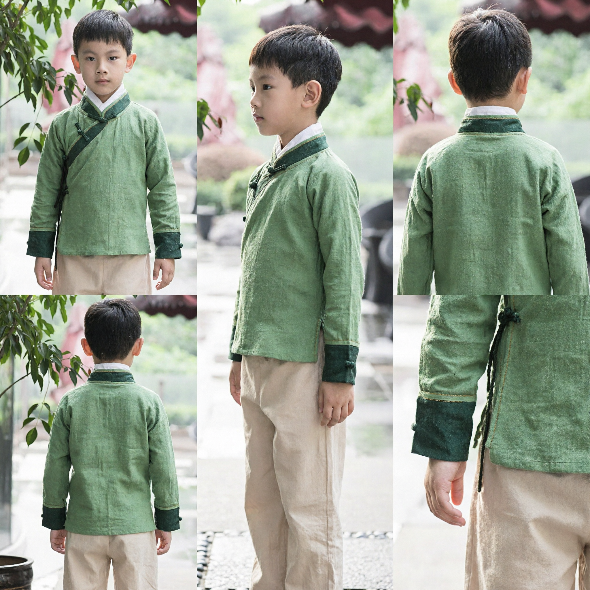Dziecięcy chłopięcy chiński tradycyjny kostium Kung Fu sztuk walki zielony Tang suit strój na występy - Asian Costume