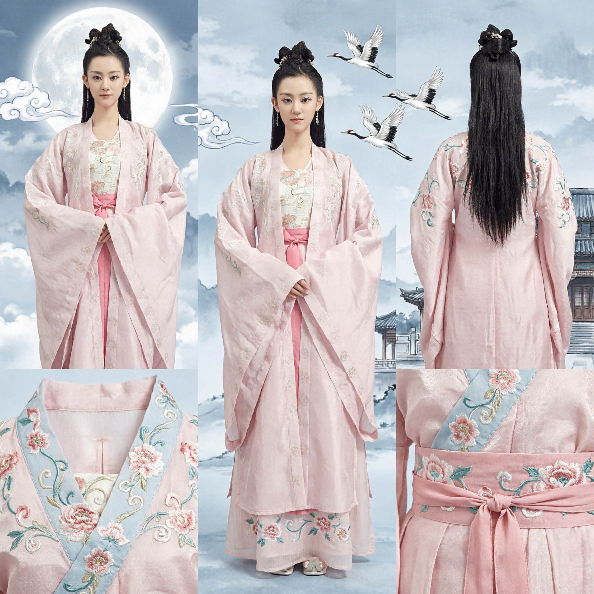 Hanfu Elegante Rosa Claro, Traje Antigo Chinês, Vestido Tradicional de Fada da Dinastia Tang para Performance Feminina - Asian Costume