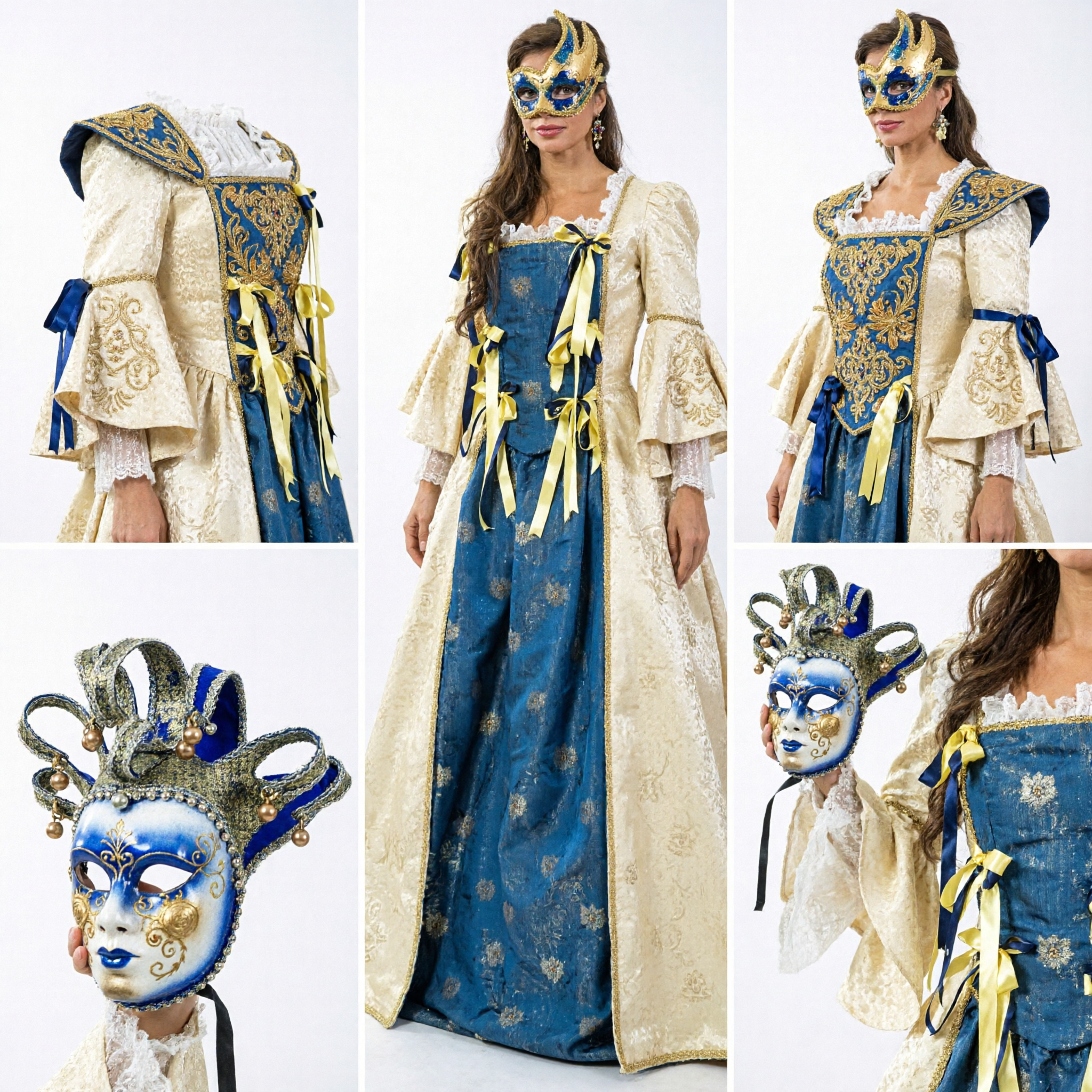 Robe Costume Rococo Bleu et Blanc Marie-Antoinette, Robe de Bal Baroque Renaissance pour Cosplay et Fête - Asian Costume