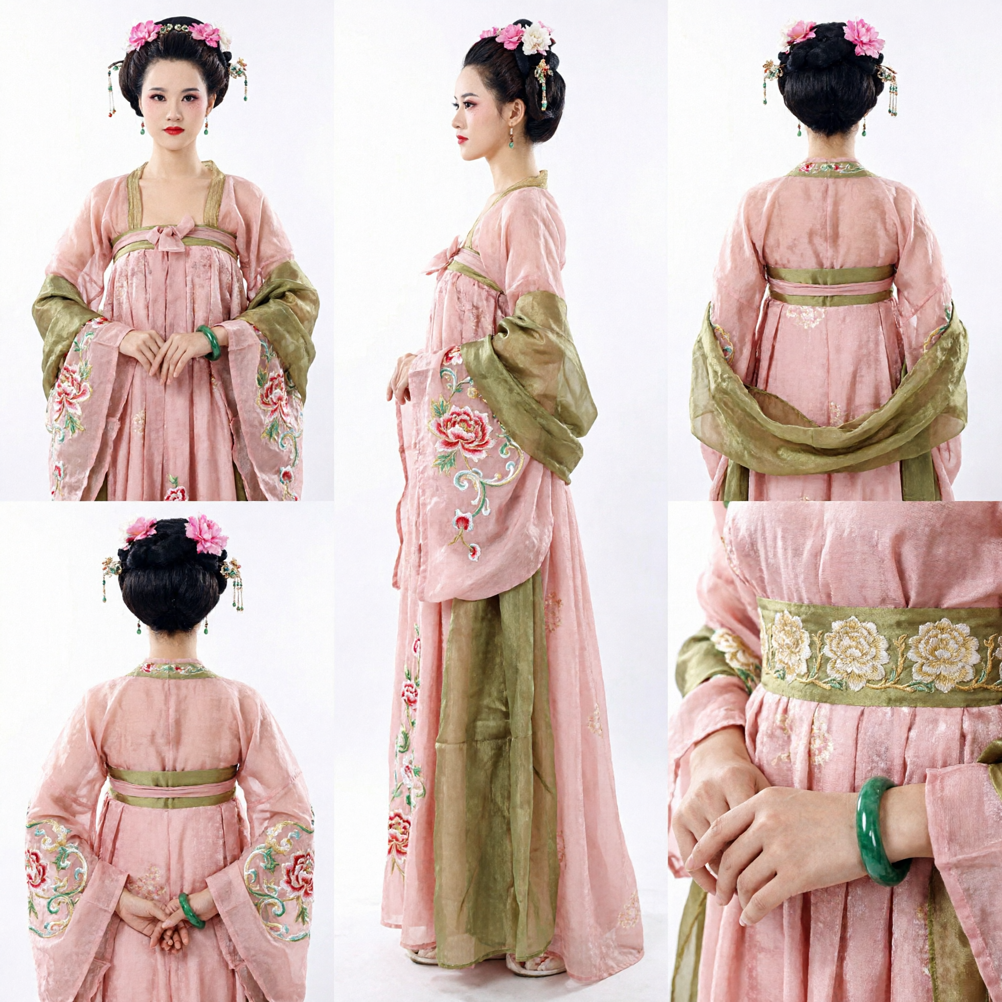 Traje Tradicional Chinês Hanfu da Dinastia Tang, Vestido Antigo de Palácio Rosa e Verde para Performance e Cosplay Feminino - Asian Costume
