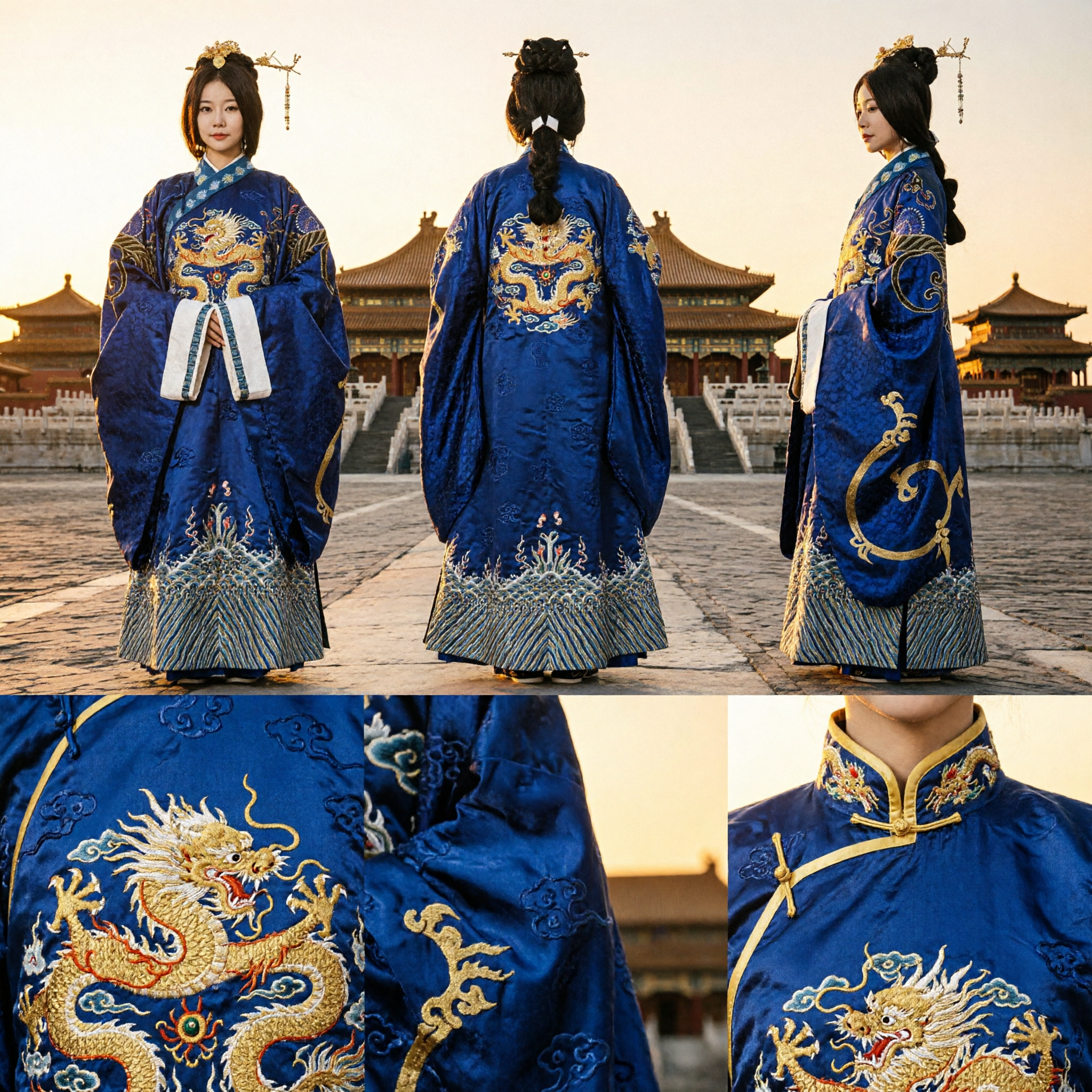 Traje Tradicional Chino Hanfu de la Dinastía Han Azul Elegante Túnica Bordada para Mujeres Vestido de Cosplay Histórico - Asian Costume