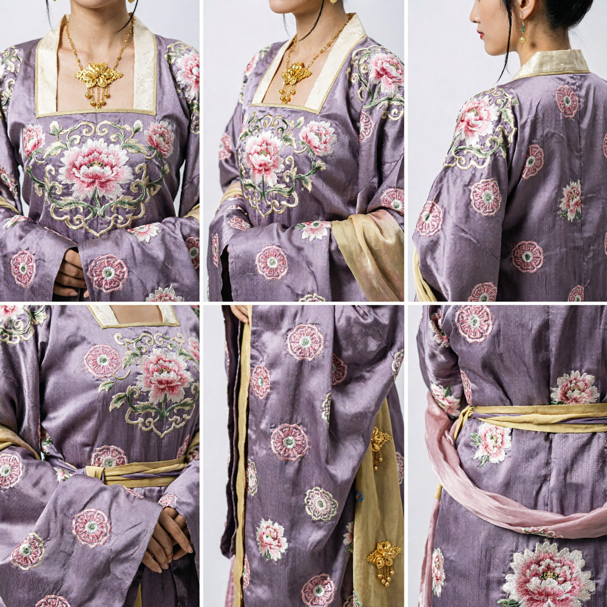 고대 중국 공주 헤어 장신구 세트 금색 진주 두식 (한푸 복장 및 시대극용) - Asian Costume