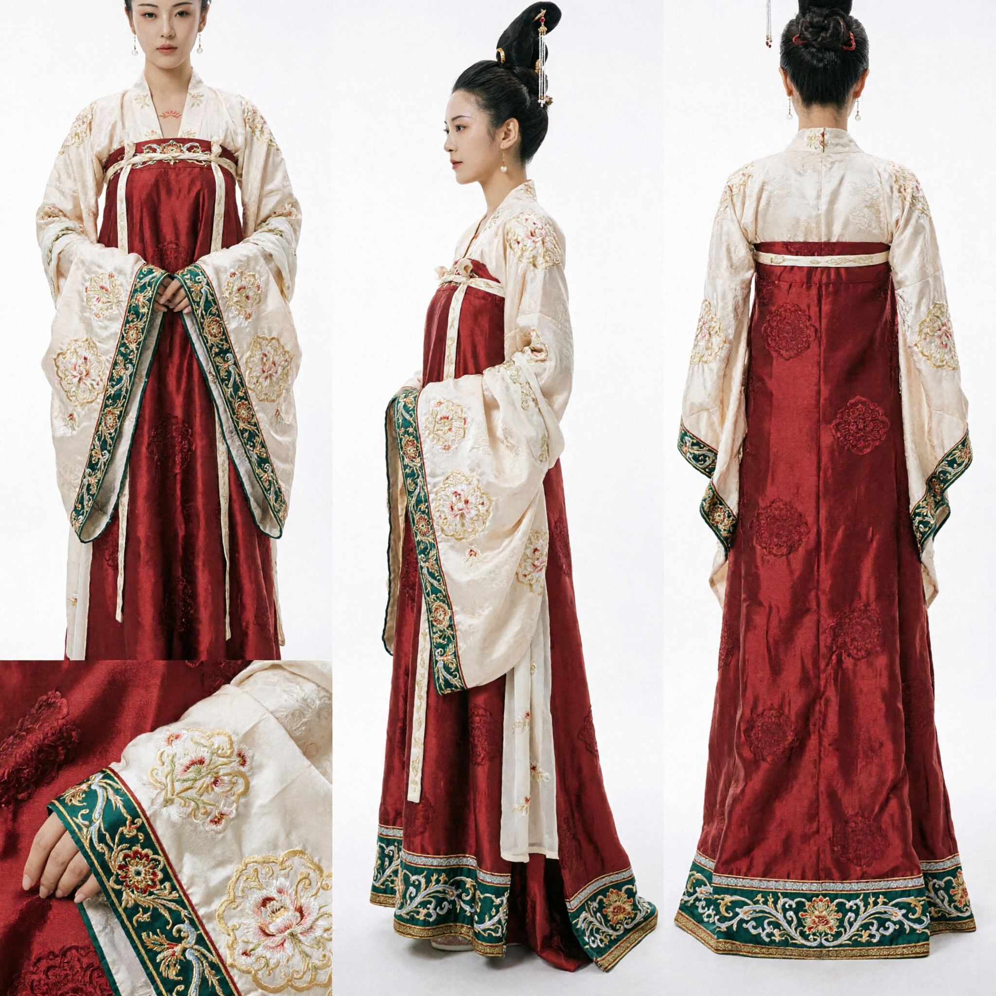 Costume Hanfu da Dama di Palazzo Antica della Dinastia Tang Cinese, Abito di Seta Rosso per Cosplay Femminile - Asian Costume