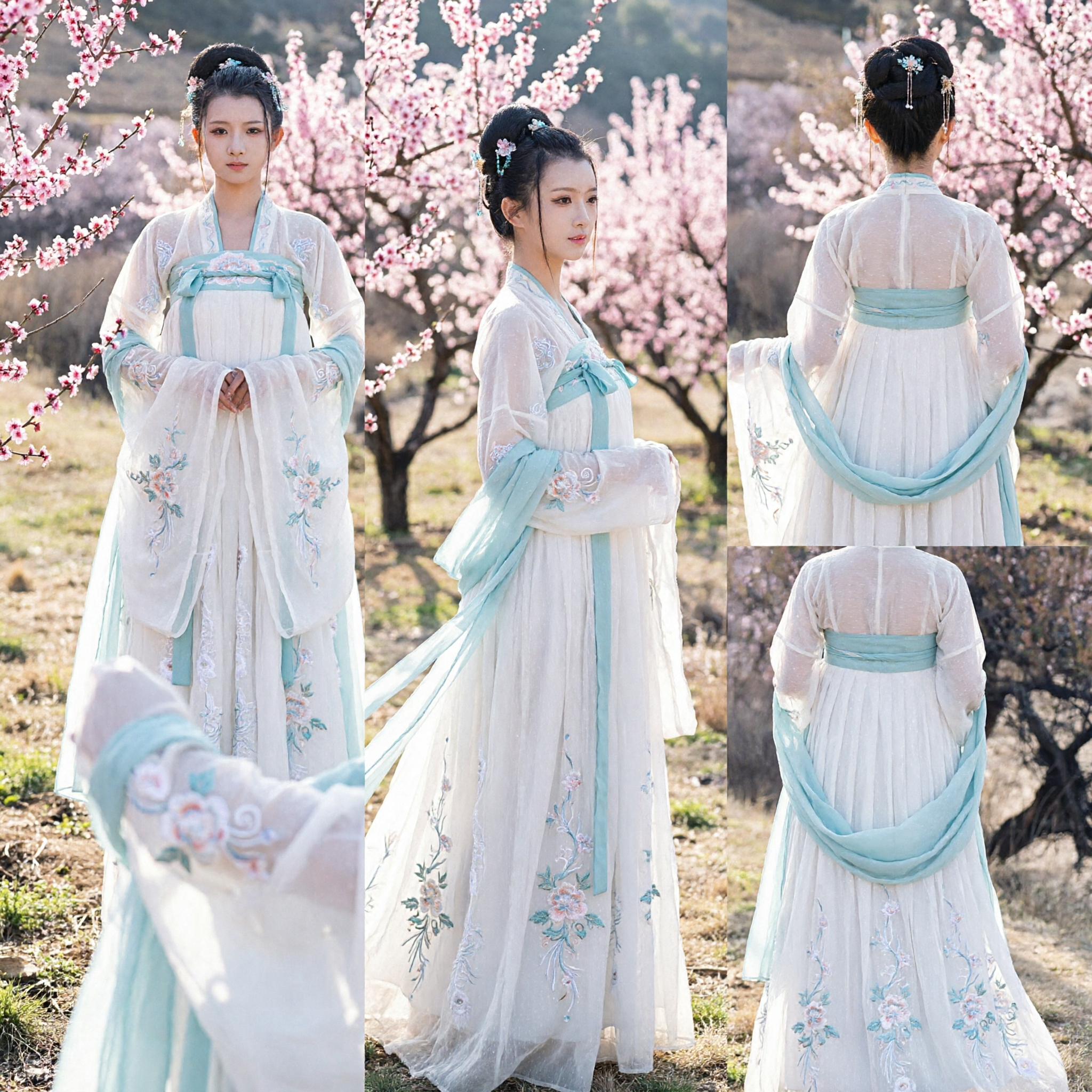 Traditional Chinese Hanfu White Fairy Dress Ancient Tang Dynasty Style Costume for Women Girls Photography - Asian Costume