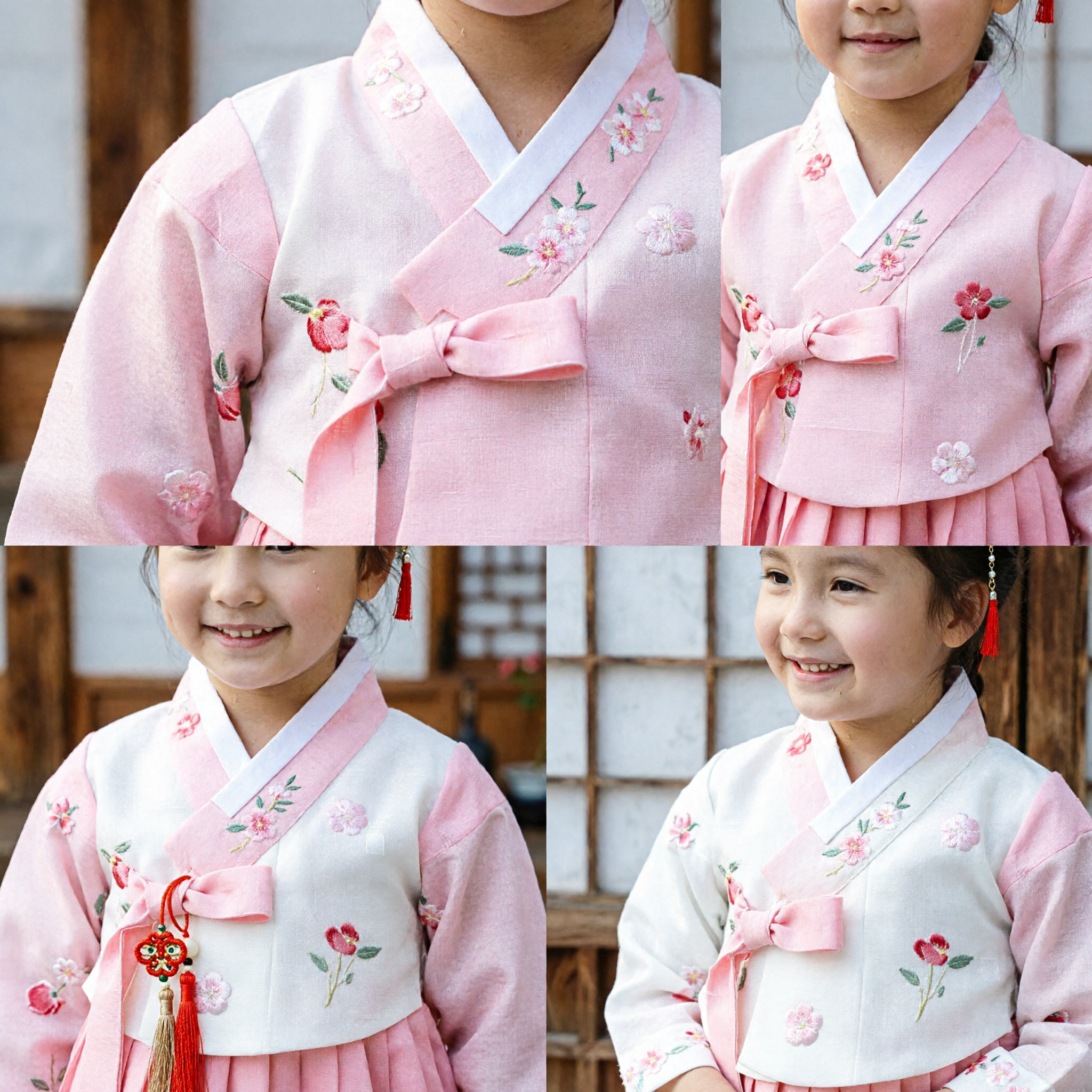 Traditionele Chinese Kinderen Haarnaald Rode Bloem Haarklem met Parel en Kwast Hanfu Accessoire voor Meisjes - Asian Costume