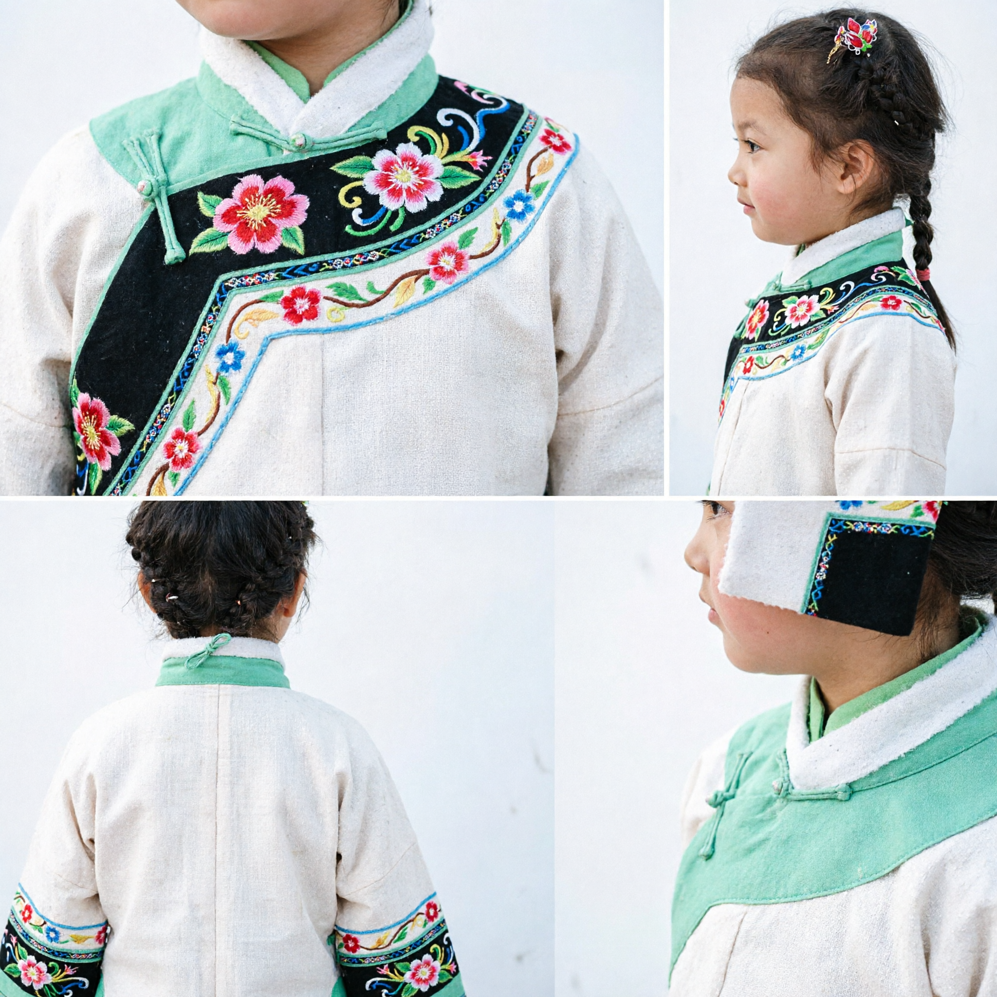 Traditional Chinese Kids Hair Clip Floral Gem Barrette for Girls Hanfu Accessories Festival Party - Asian Costume