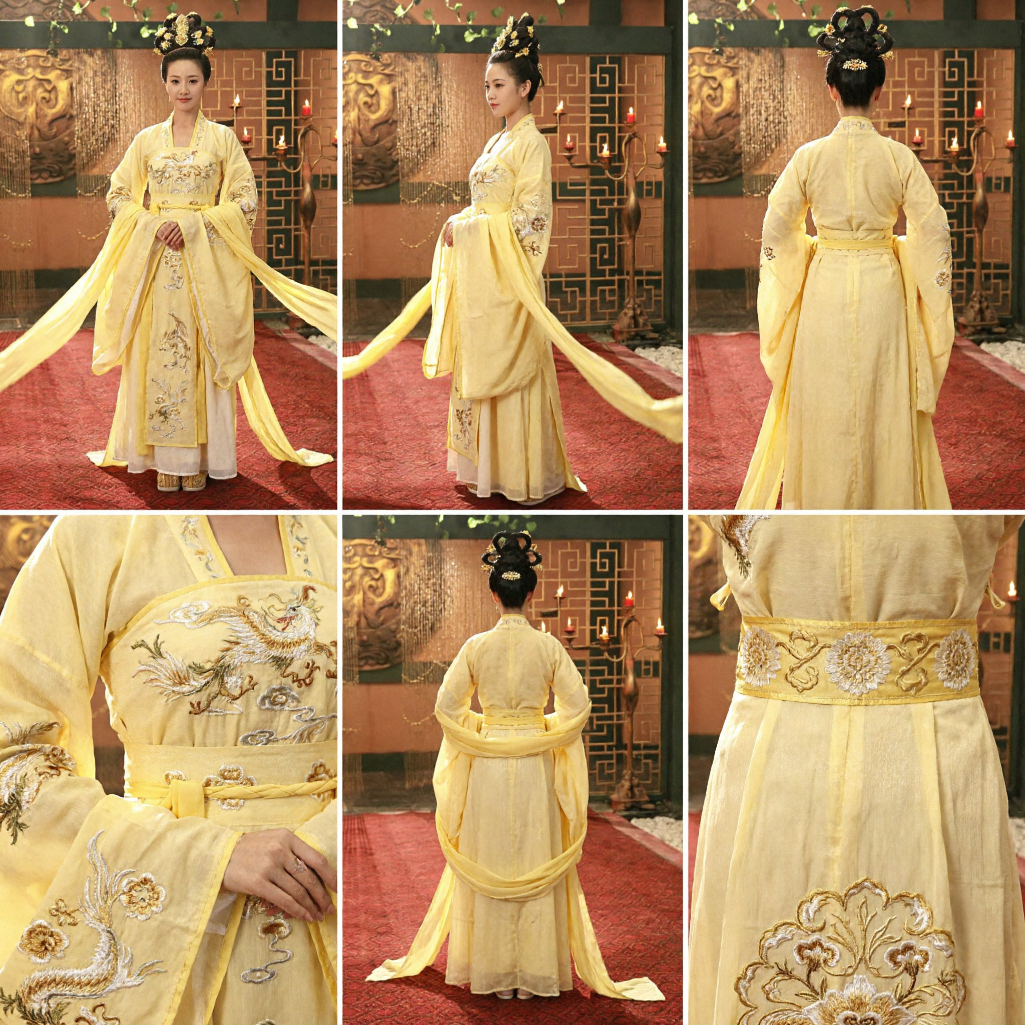 Robe Hanfu jaune chinoise ancienne, costume de danse de dame du palais de la dynastie Tang pour femmes pour spectacle sur scène - Asian Costume