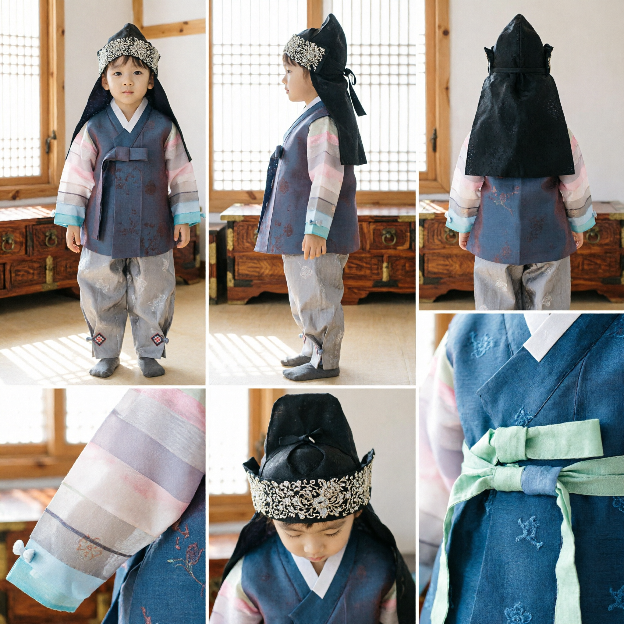 Hanbok Tradicional Coreano para Meninos, Conjunto de Fantasia Formal para Primeiro Aniversário Doljanchi com Colete e Chapéu - Asian Costume