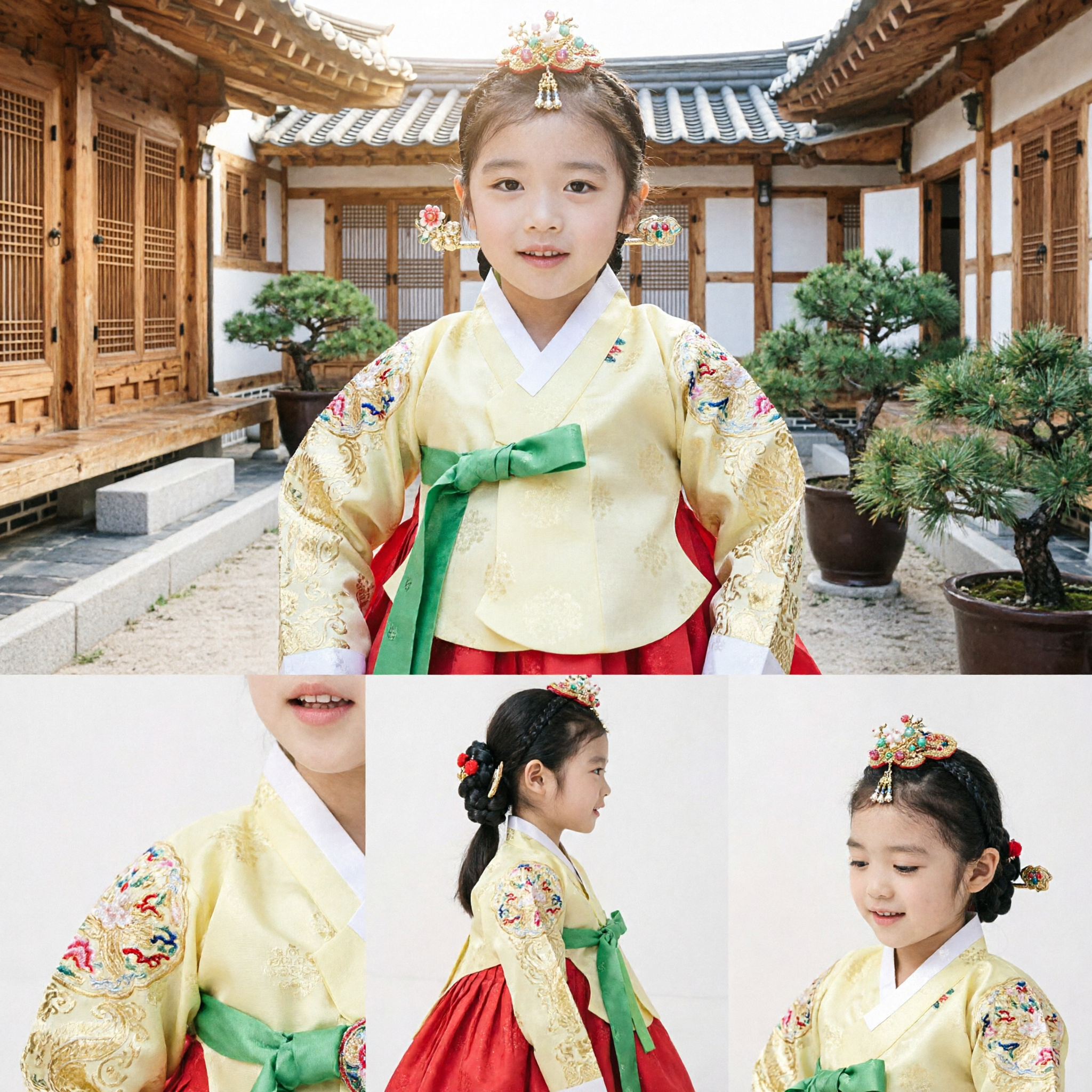 Hanbok tradizionale coreano per bambine Jeogori giallo e Chima rosso costume da palazzo per occasioni speciali per bambini - Asian Costume