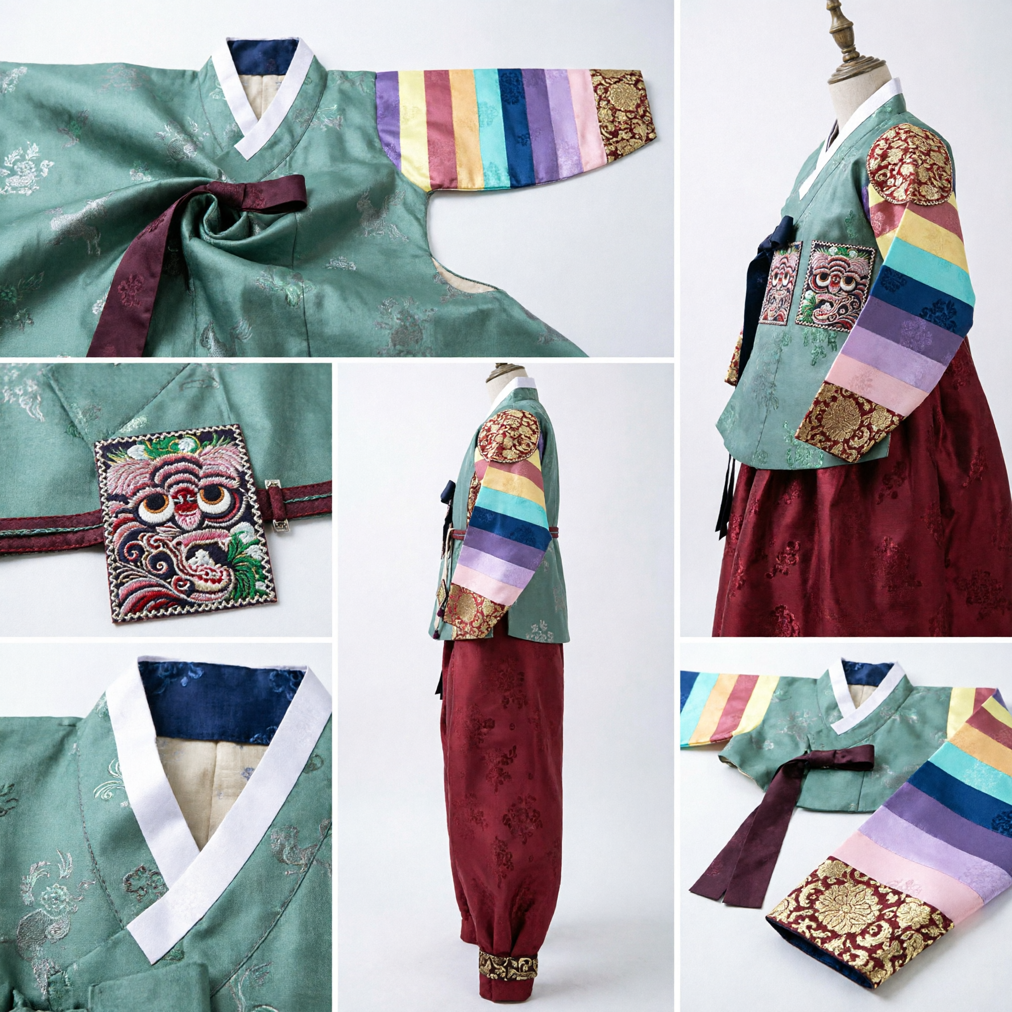 Conjunto Hanbok tradicional coreano para niño, chaqueta Saekdong verde y Baji rojo para fiesta del primer cumpleaños Dol - Asian Costume