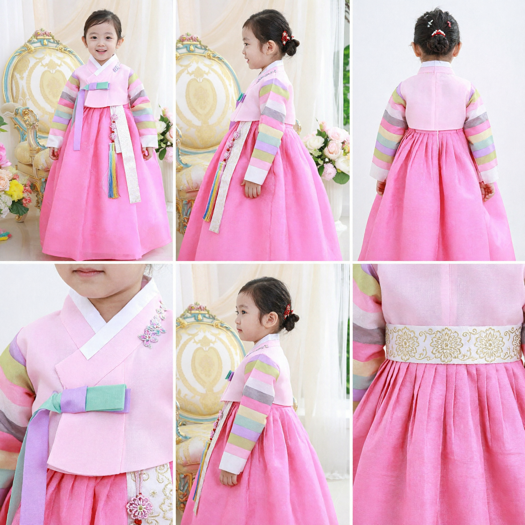 Vestido Hanbok Coreano Rosa para Meninas Traje Tradicional Infantil para Doljanchi Festa de Aniversário e Casamento - Asian Costume