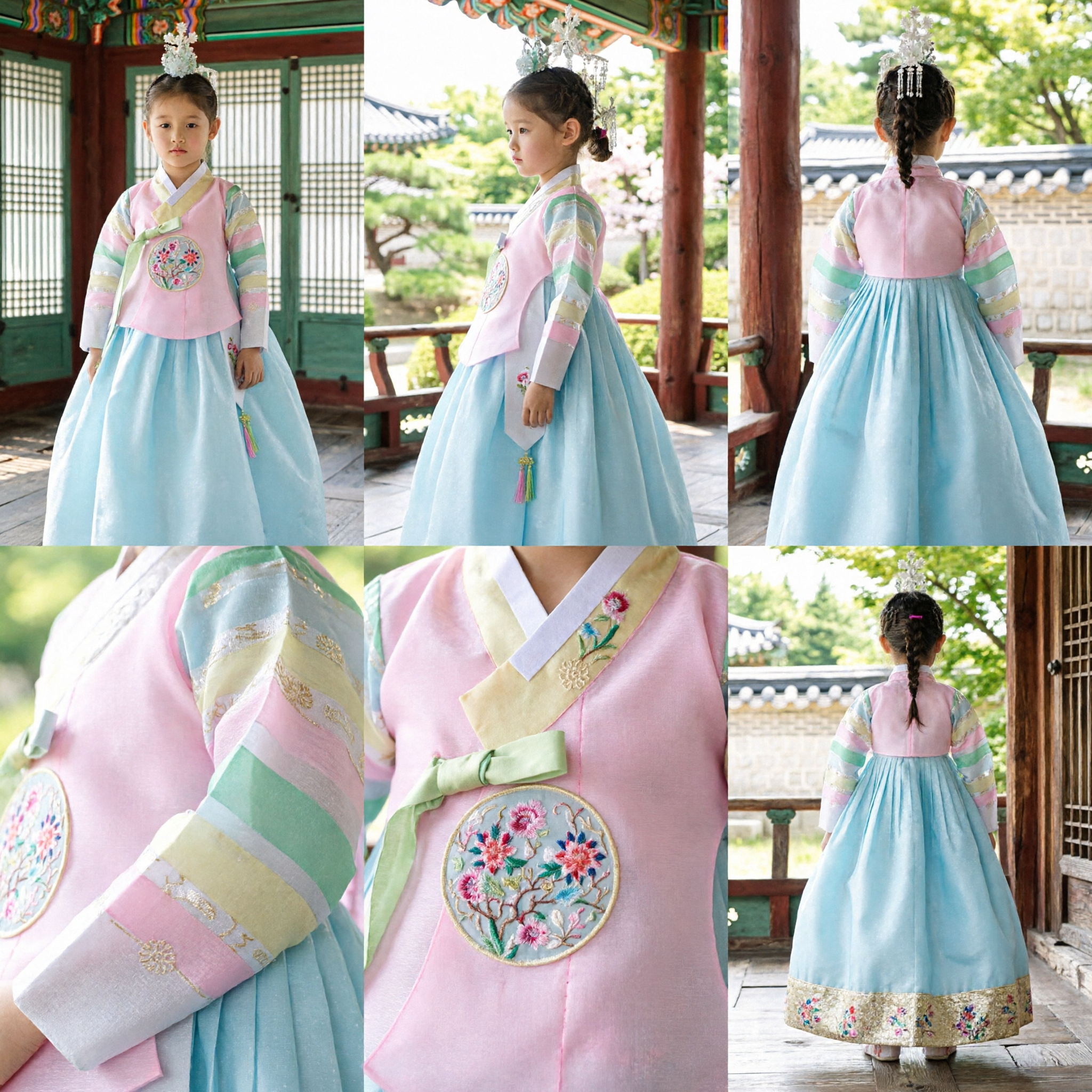 Set vestito tradizionale coreano Hanbok rosa e blu per bambine, per compleanno, matrimonio e celebrazioni festive - Asian Costume