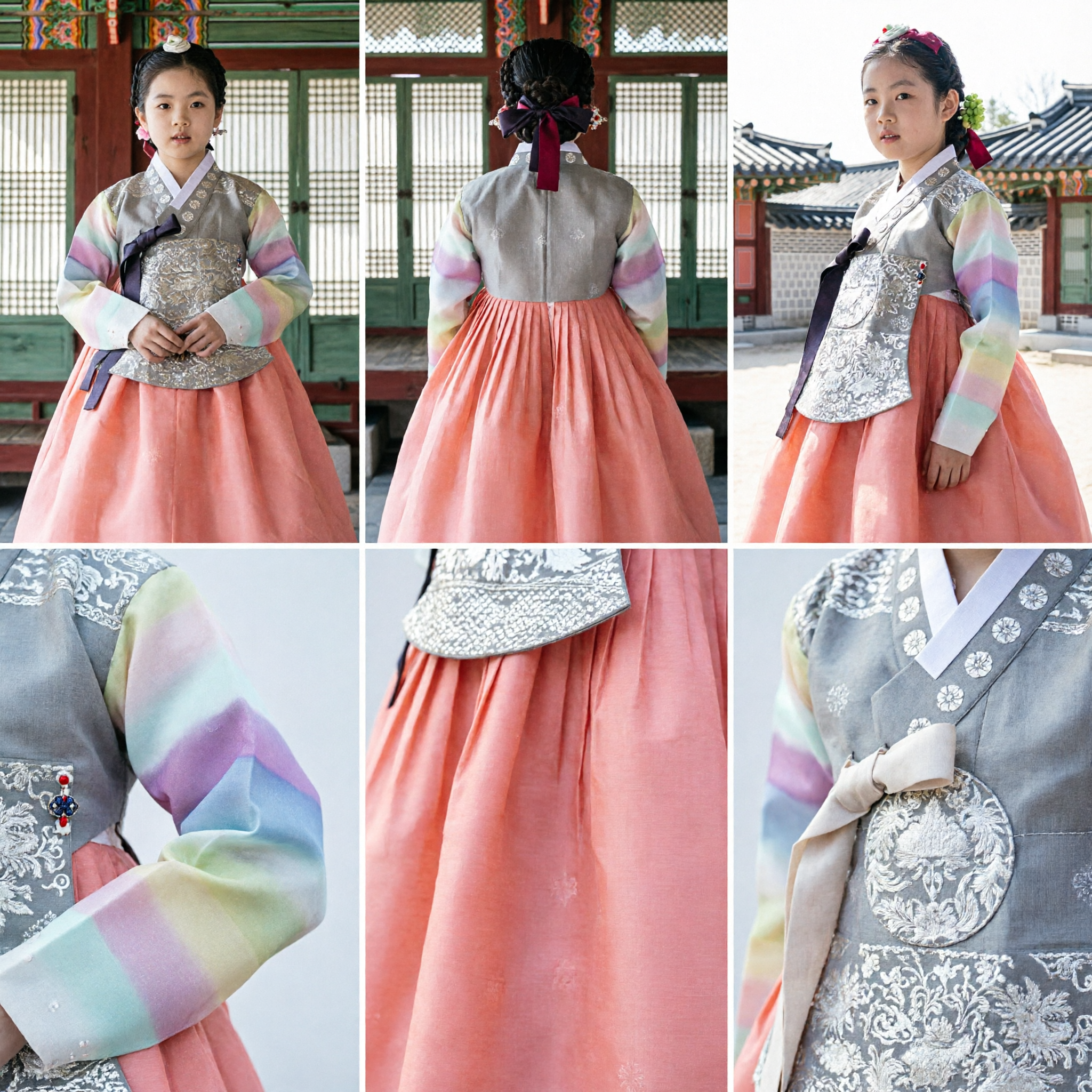 Hanbok Coreano Tradicional para Niñas, Jeogori Saekdong Melocotón y Vestido Chima para Fiestas de Seollal y Chuseok - Asian Costume