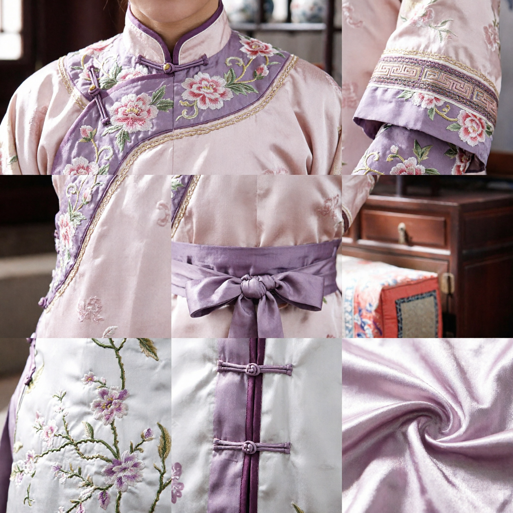 Traditioneel Chinese Qing-dynastie Manchu Prinses Kostuum Geborduurde Bloemengewaad en Hoofdtooi voor Vrouwen Cosplay - Asian Costume