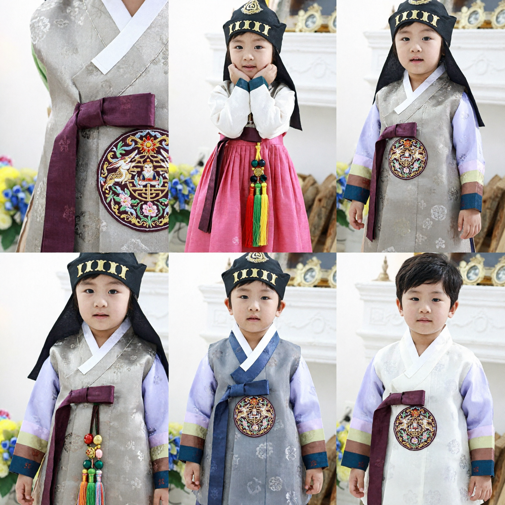 Hanbok Coreano Tradicional para Niños Primera Ceremonia de Cumpleaños Doljanchi Conjunto de Traje de Boda con Sombrero - Asian Costume