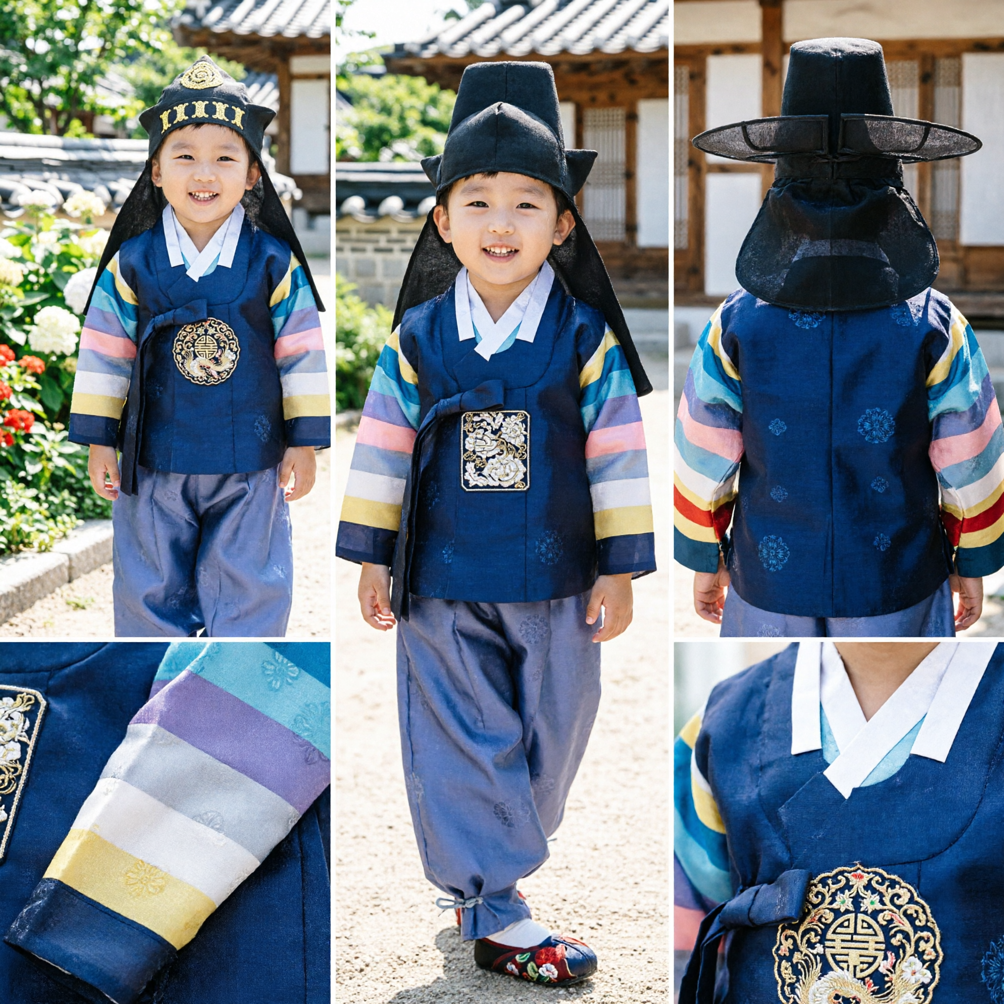 Hanbok traditionnel coréen pour bébé garçon - Ensemble de costume officiel bleu pour première célébration d'anniversaire Doljanchi - Asian Costume