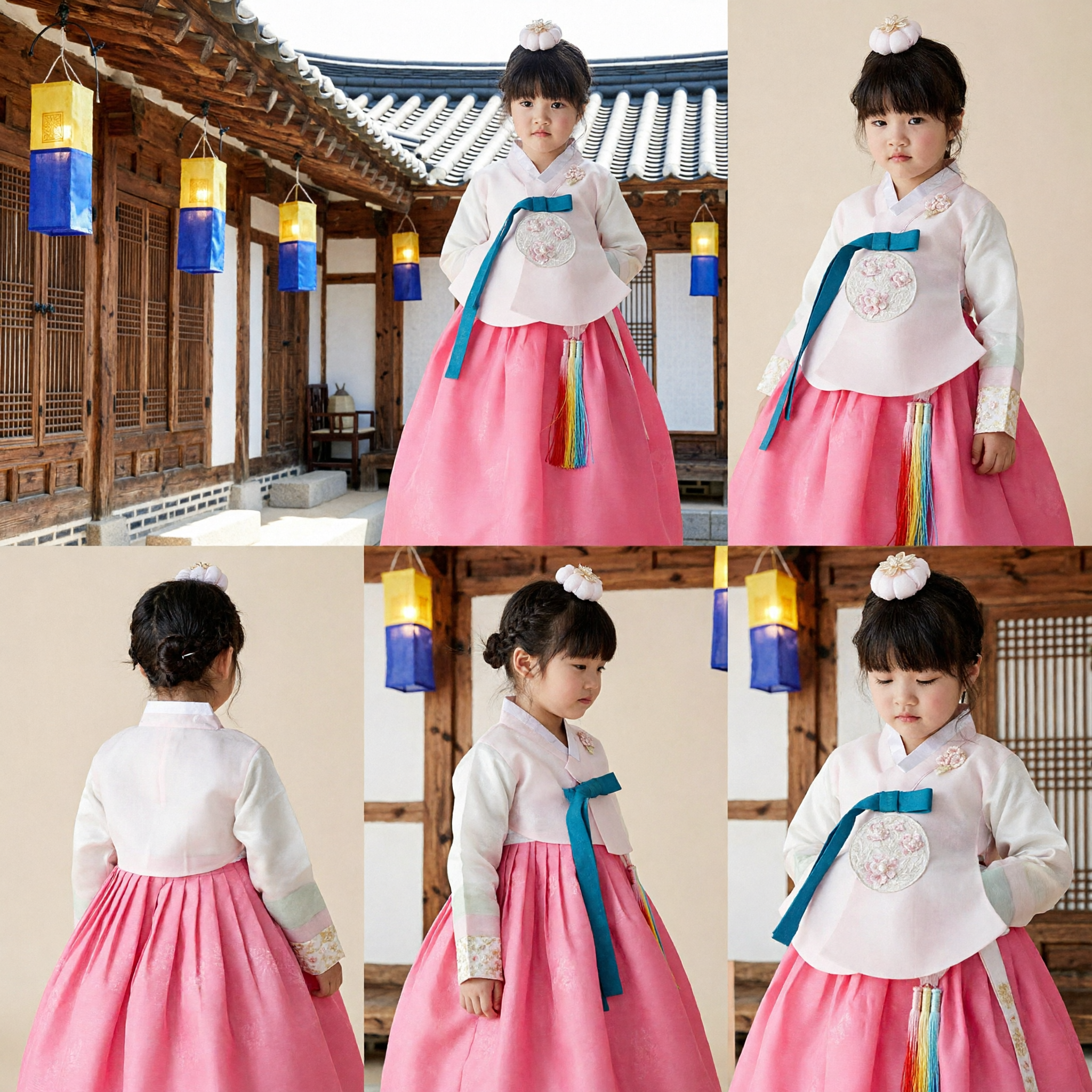 Traditioneel Koreaanse Hanbok voor Meisjes Roze Chima en Witte Jeogori Formele Jurk Kinderen Vakantie Kostuum - Asian Costume