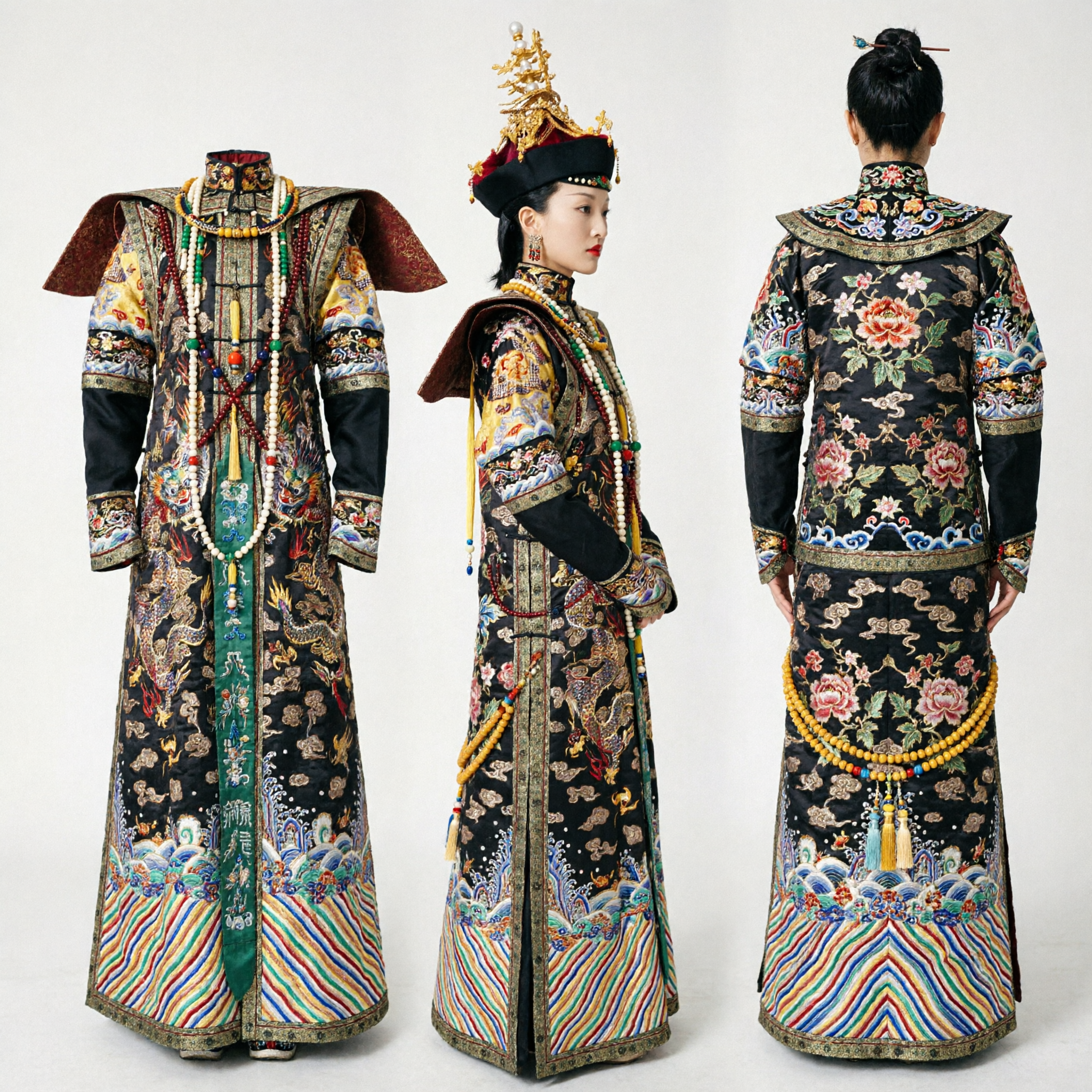Costume da Imperatrice Dinastia Qing Cinese Tradizionale Veste Antica da Dama di Palazzo Set Completo con Copricapo per Cosplay Storico - Asian Costume