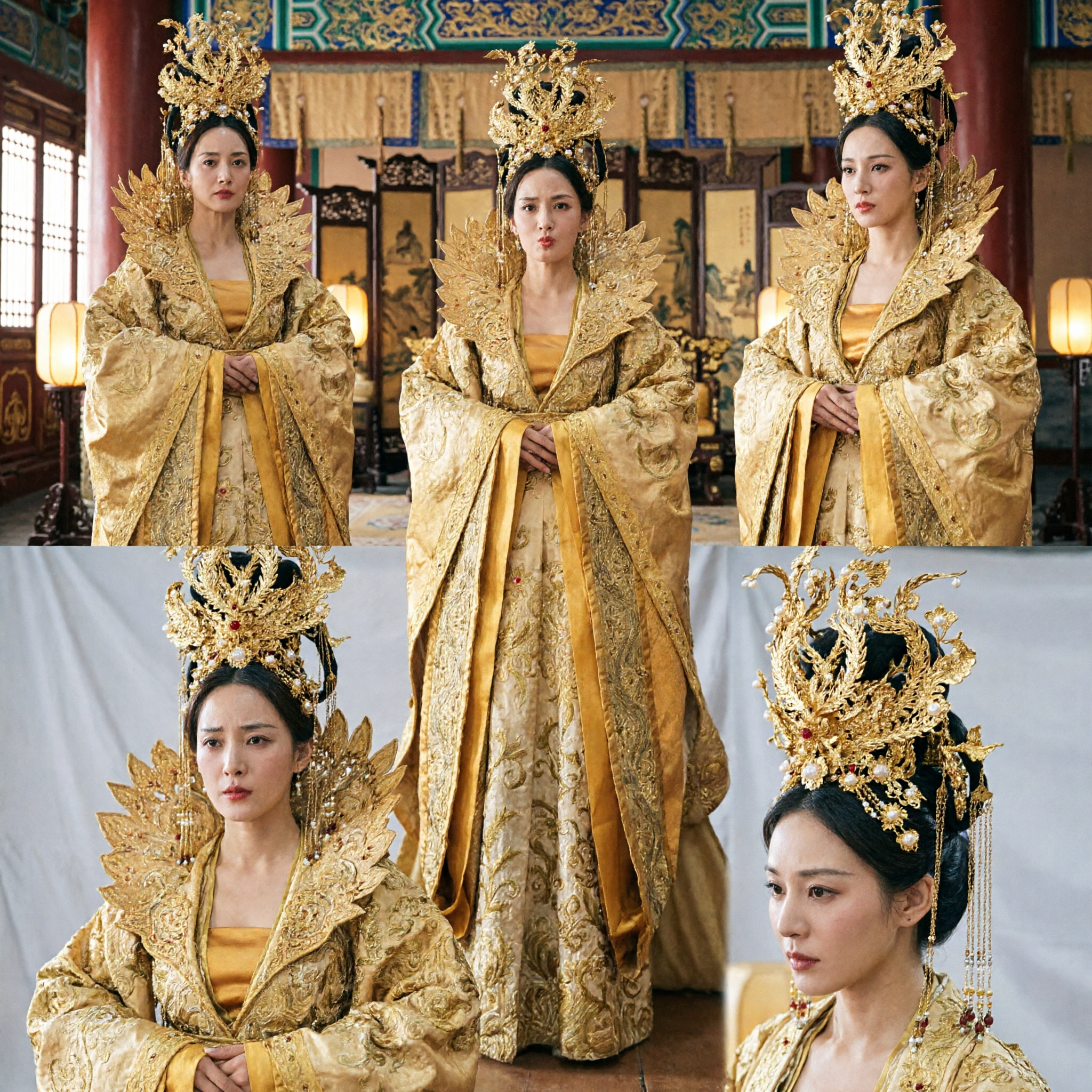 Ancient Chinese Empress Gold Phoenix Robe Traditional Hanfu Royal Costume for Women Stage Performance Cosplay - Asian Costume