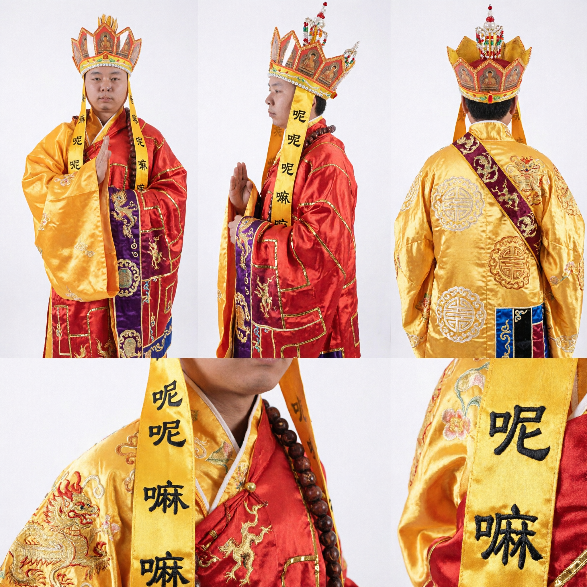 伝統中国仏教僧侶冠 唐三蔵五仏帽 西遊記コスプレパフォーマンス衣装 - Asian Costume