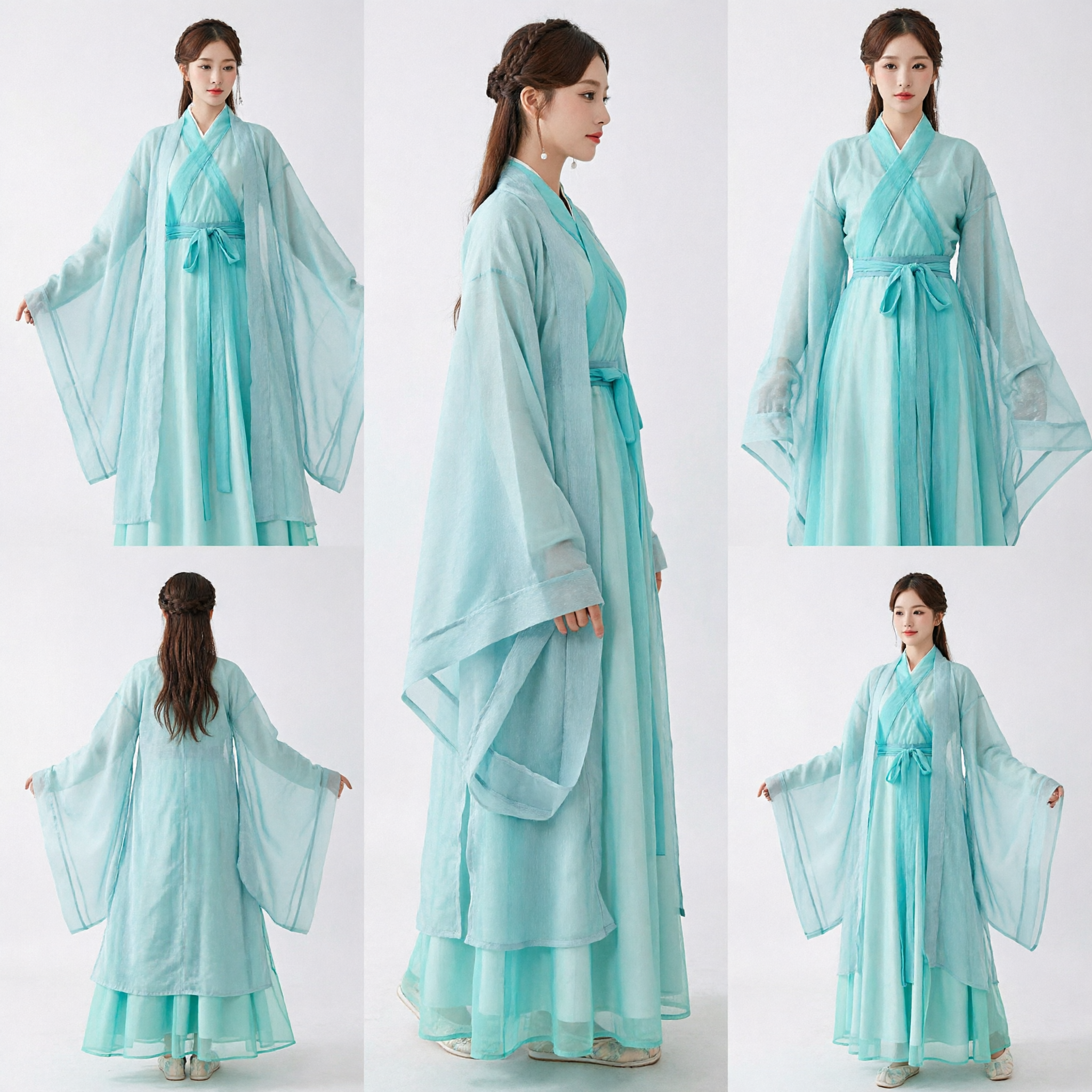 Frauen hellblaues chinesisches Hanfu traditionelles antikes Kostüm weite Ärmel Feenkleid für Cosplay-Auftritte - Asian Costume