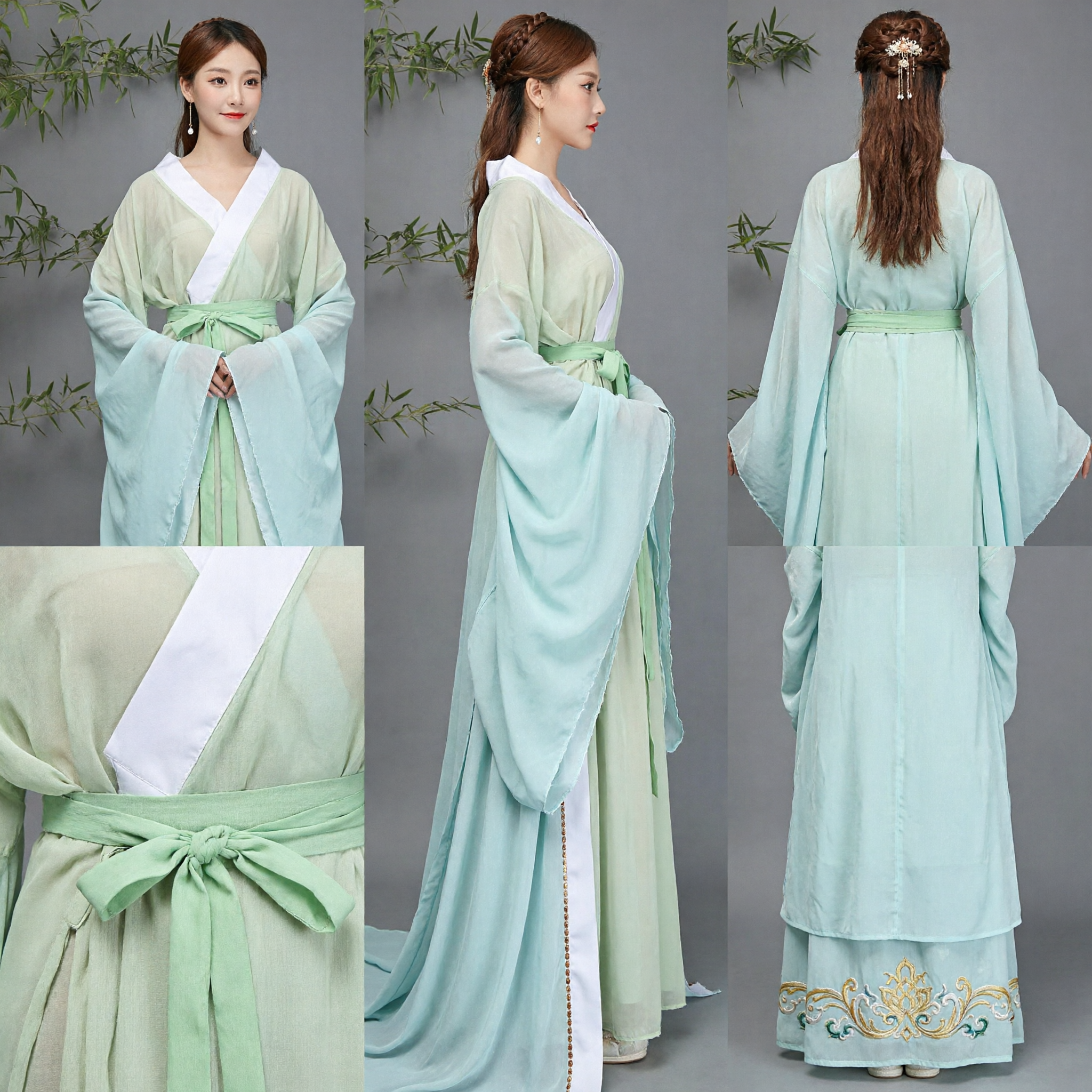 Traditional Chinese Hanfu Green Fairy Dress Ancient Princess Costume Flowing Chiffon Robe for Women Performance - Asian Costume
