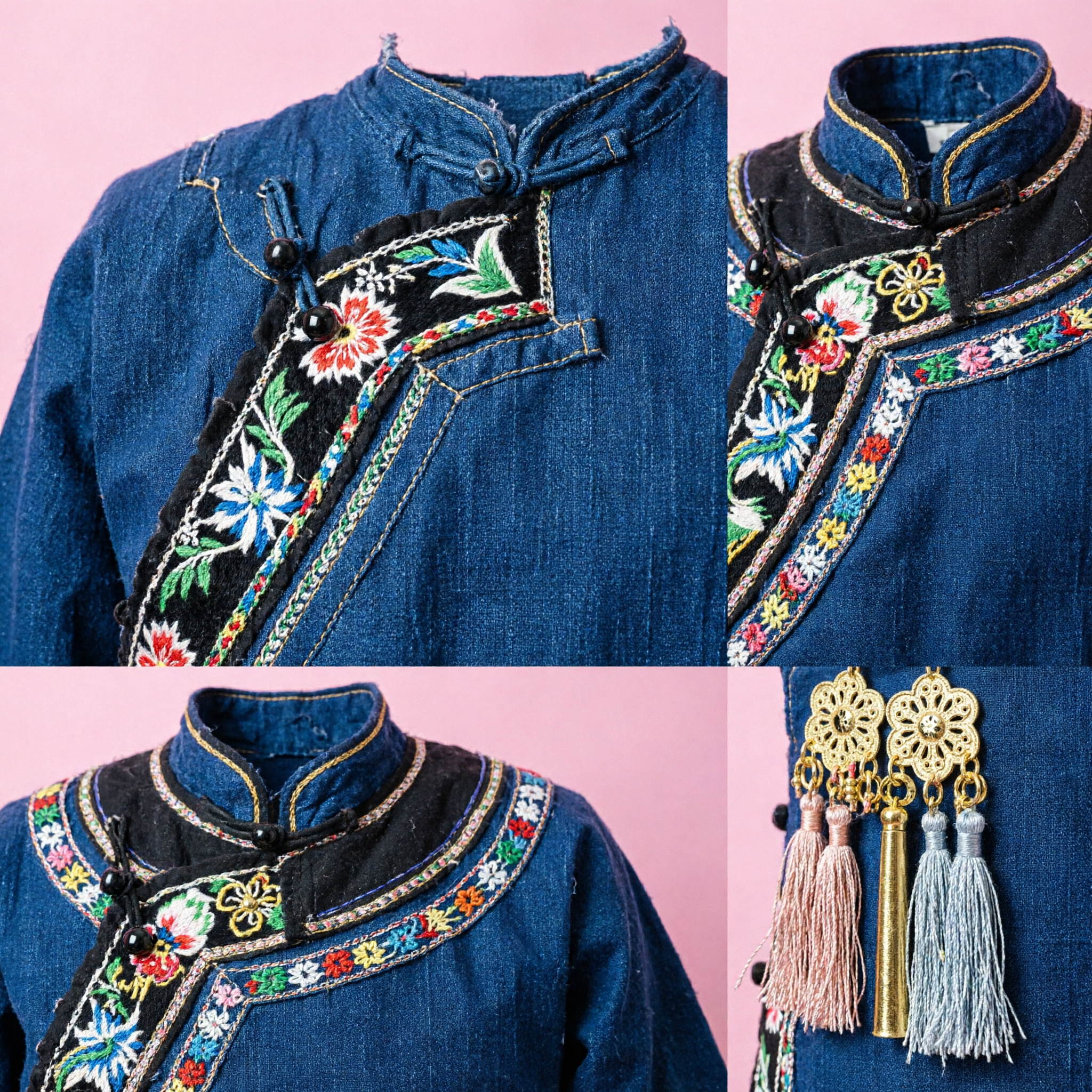 Antiker chinesischer Traditioneller Gold Blume Quasten Ohrringe Hanfu-Accessoires für Frauen Vintage-Schmuck - Asian Costume