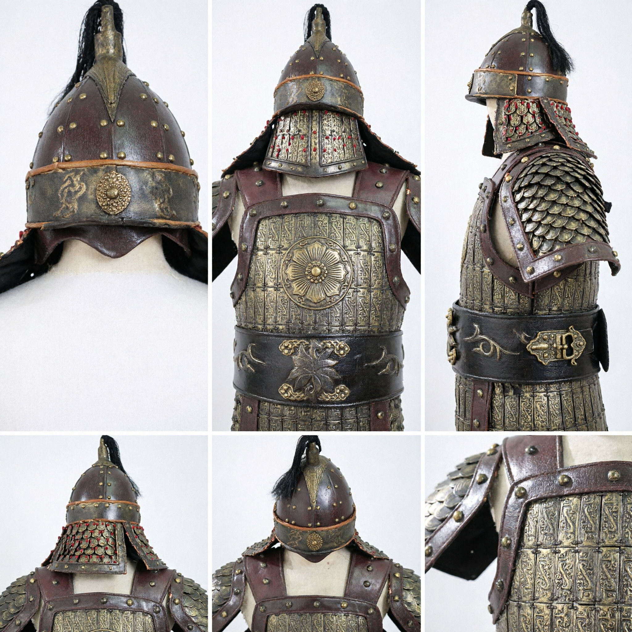 古代中国将軍鎧装一式 革・金属製戦士スーツ 歴史的コスプレ用 - Asian Costume