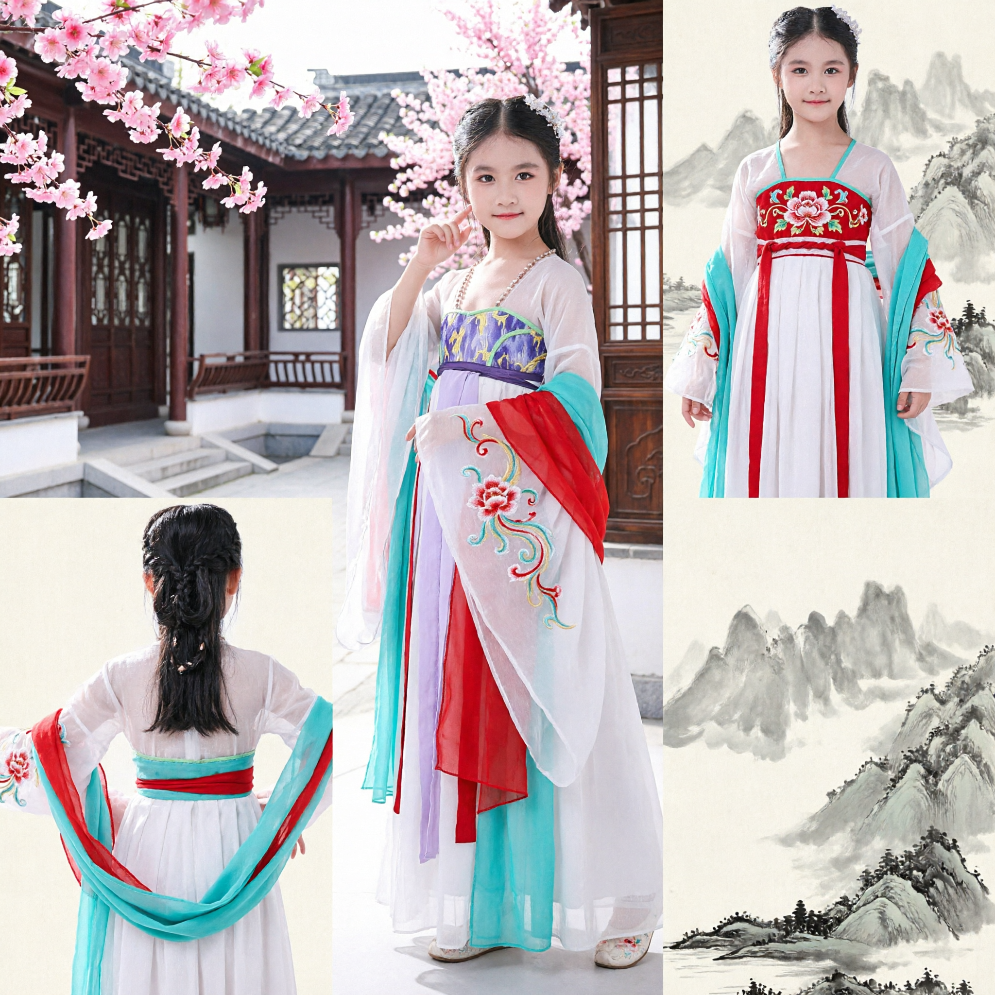 Traje Tradicional Chino Hanfu para Niñas Vestido Antiguo de Hada de la Dinastía Tang para Presentaciones de Danza - Asian Costume