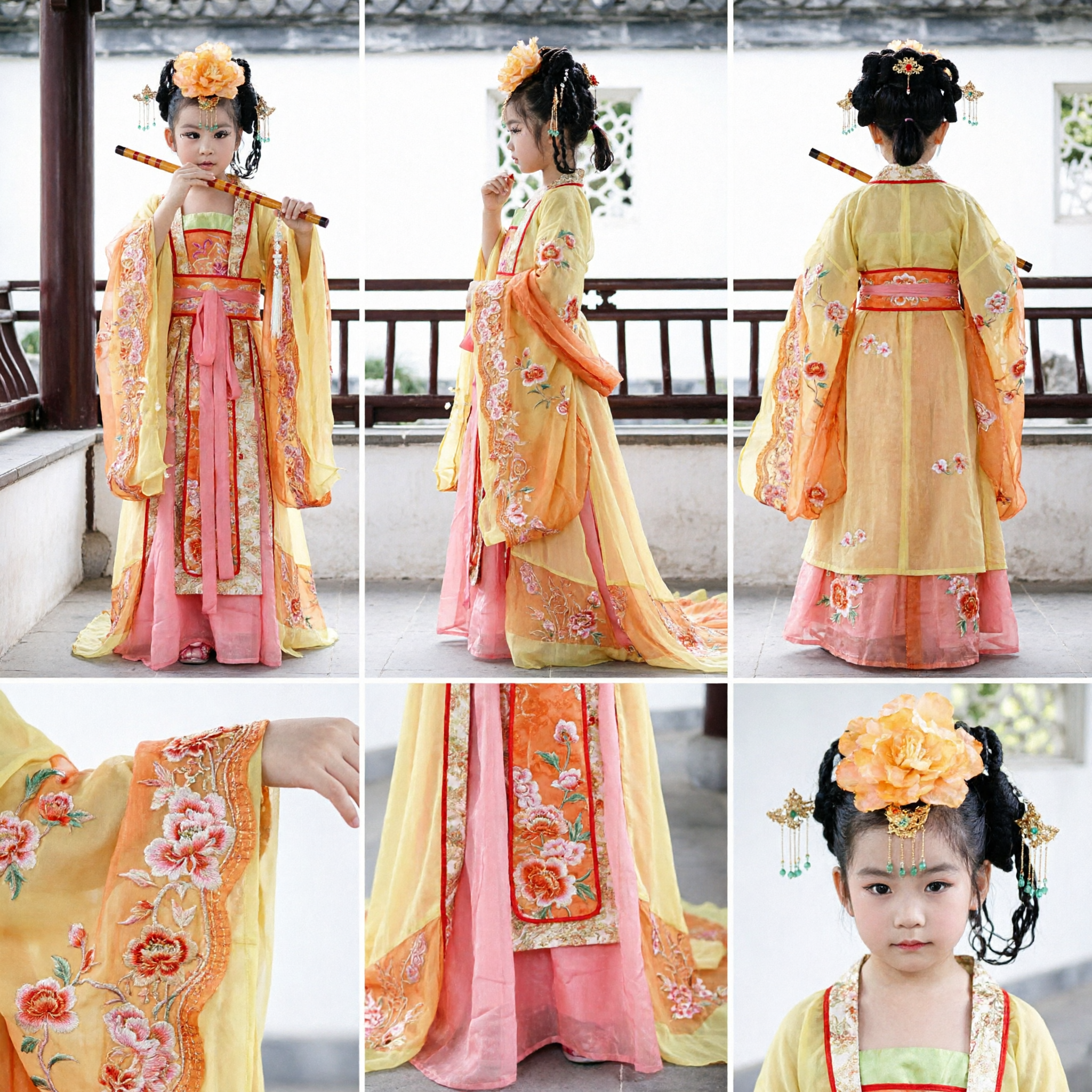 Costume Hanfu de la dynastie Tang traditionnel chinois pour filles Robe de princesse fée ancienne jaune Tenue de spectacle - Asian Costume