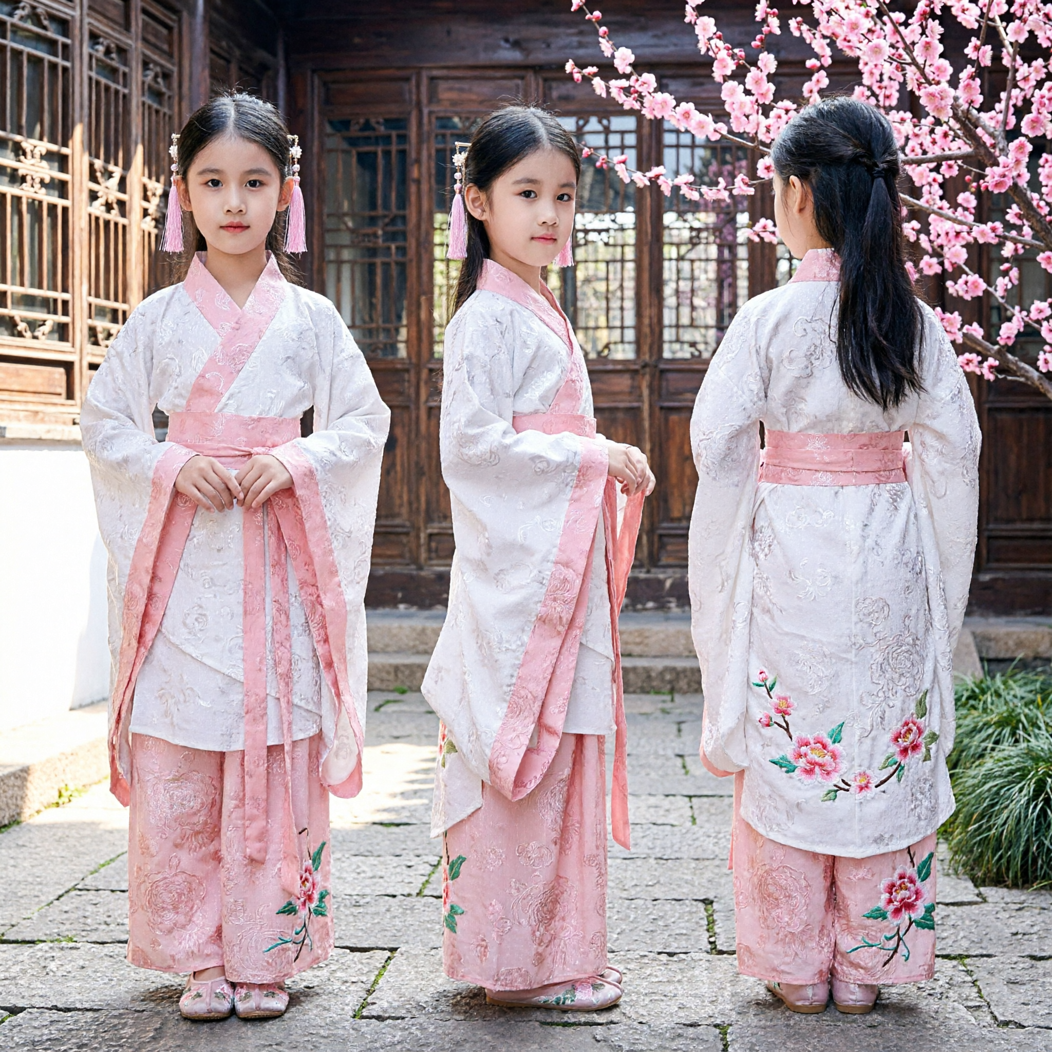 Traje Hanfu Chinês Tradicional para Meninas Vestido de Fada Antigo Branco e Rosa para Performance Infantil - Asian Costume